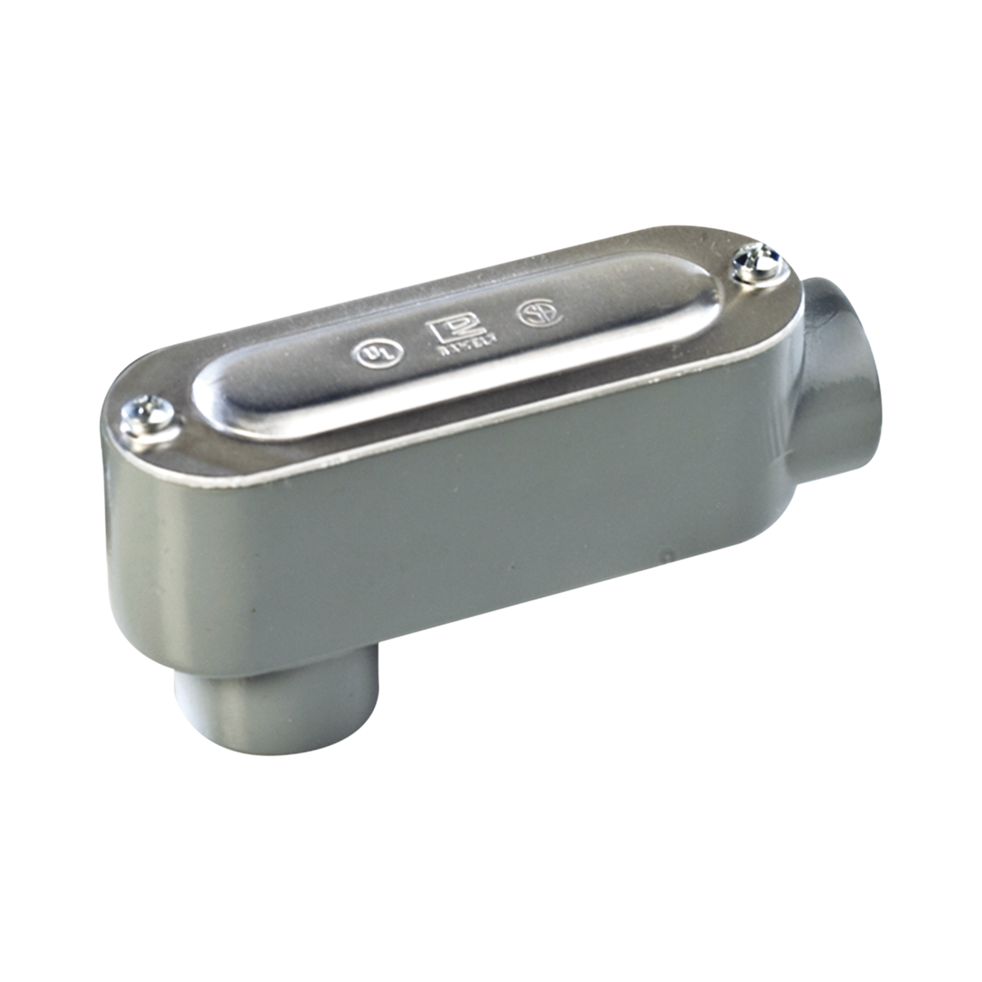 Caja oval roscada tipo LB de 3" grande (76.2 mm) Incluye tapa y tornillos.