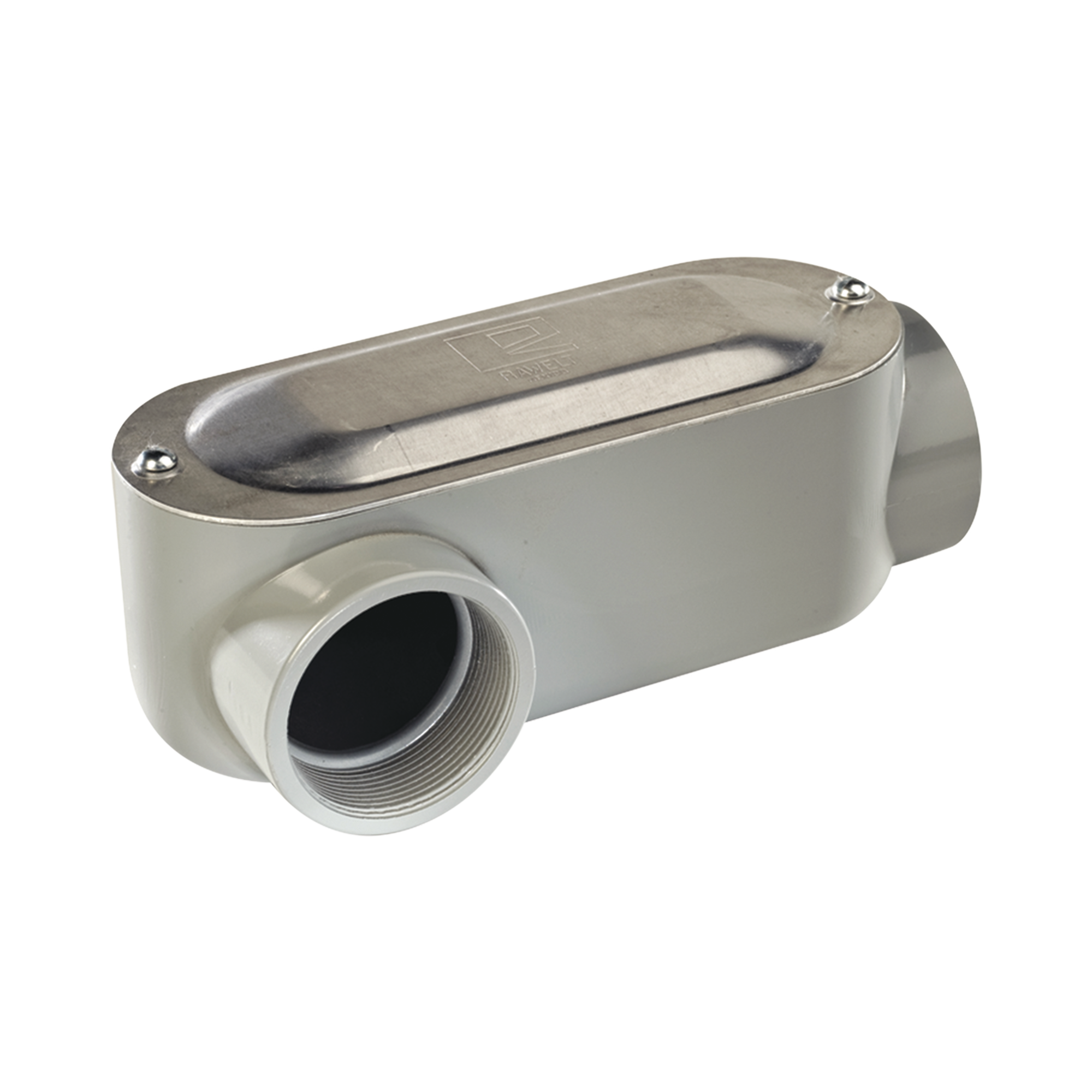 Caja oval roscada tipo LR de 1 1/4" (31.8 mm) Incluye tapa y tornillos.