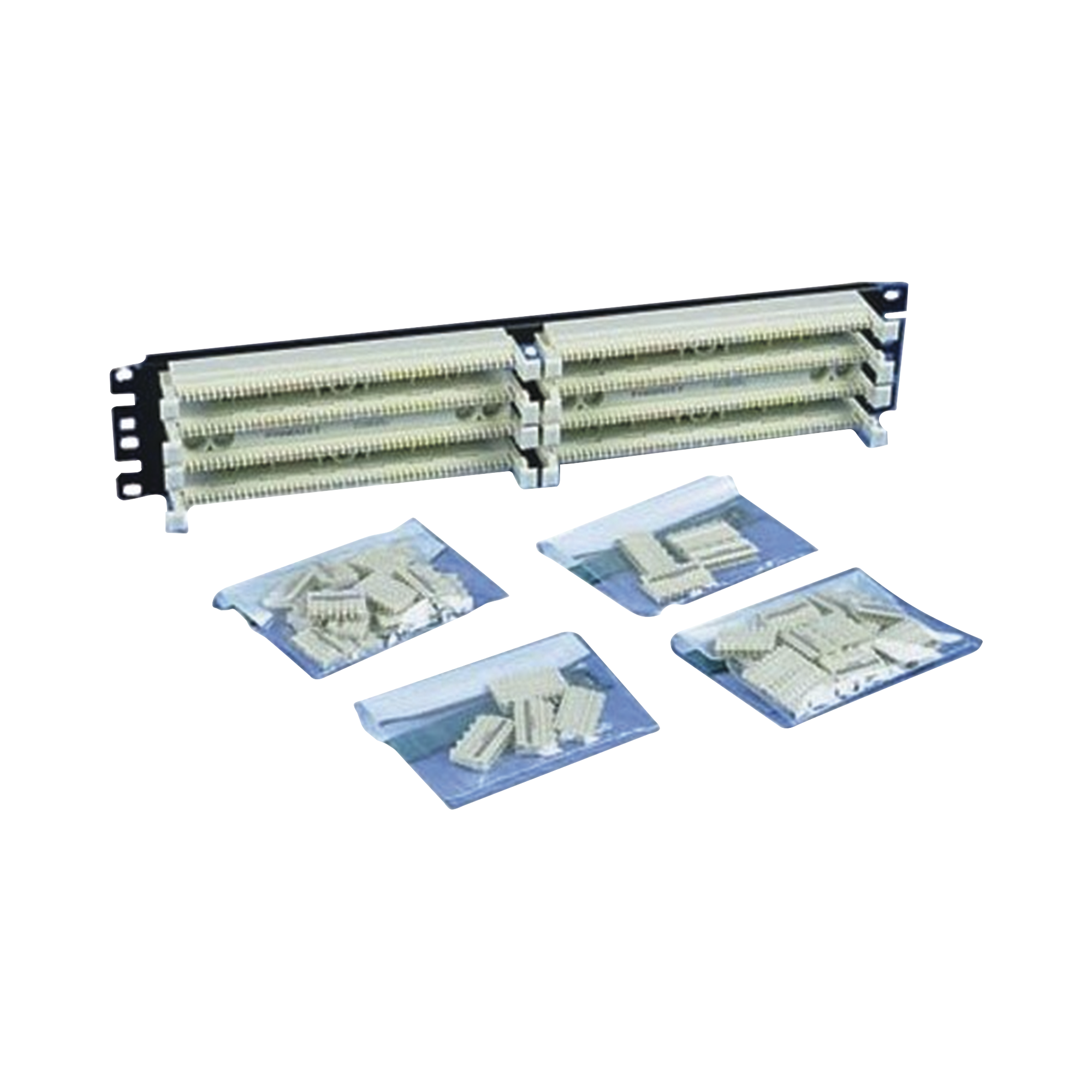 Kit Panel de ConexiÃ³n con 2 Bases de 100 pares, CategorÃ­a 5e, Incluye 40 Bloques de ConexiÃ³n de 5 Pares y Etiquetas, 19in, 2 UR