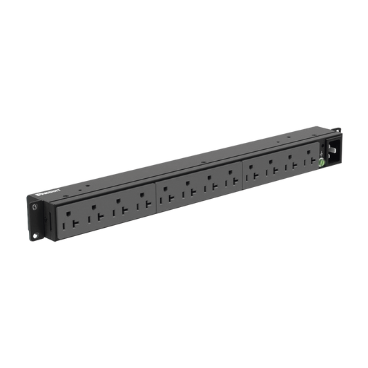 PDU BÃ¡sico para DistribuciÃ³n de EnergÃ­a, Enchufe de Entrada NEMA 5-20P, Con 12 Contactos NEMA 5-20R, InstalaciÃ³n Horizontal de 19in, 1UR, 20 Amp, 120 Vca