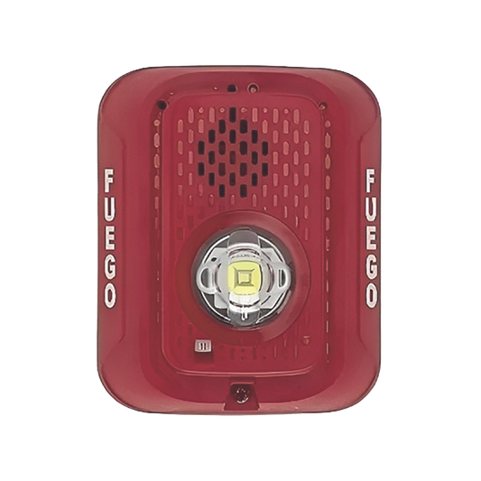 Sirena con Lampara LED EstroboscÃ³pica / 2 hilos / Montaje en Pared / Color Rojo / ConfiguraciÃ³n EstroboscÃ³pica Seleccionable