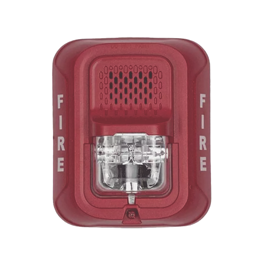 Sirena con LÃ¡mpara EstroboscÃ³pica / 4 Hilos / Montaje en Pared / 12 o 24 Vcd / ConfiguraciÃ³n EstroboscÃ³pica Seleccionable / Texto en InglÃ©s / Color Rojo