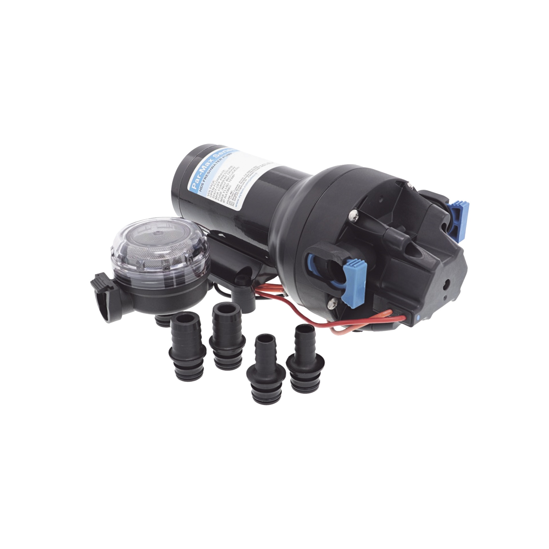 Bomba de diafragma controlada por presiÃ³n para trabajo pesado ParMax de 12 Vcd, caudal de 5 GPM, presiÃ³n mÃ¡xima 60 psi, para manguera de diÃ¡metro interior de 13 mm (1/2") y 19 mm (3/4")