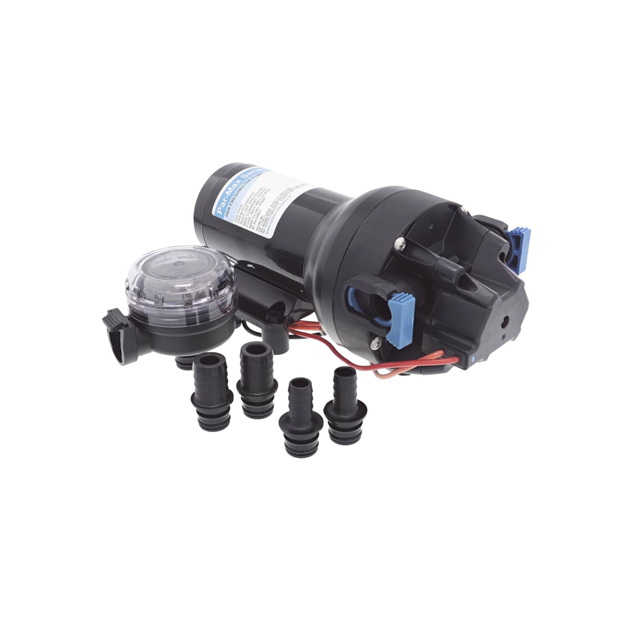 Bomba de diafragma controlada por presiÃ³n para trabajo pesado ParMax de 12 Vcd, caudal de 5 GPM, presiÃ³n mÃ¡xima 60 psi, para manguera de diÃ¡metro interior de 13 mm (1/2") y 19 mm (3/4")