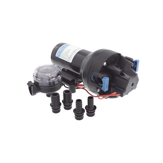 Bomba de diafragma controlada por presiÃ³n para trabajo pesado ParMax de 12 Vcd, caudal de 5 GPM, presiÃ³n mÃ¡xima 60 psi, para manguera de diÃ¡metro interior de 13 mm (1/2") y 19 mm (3/4")