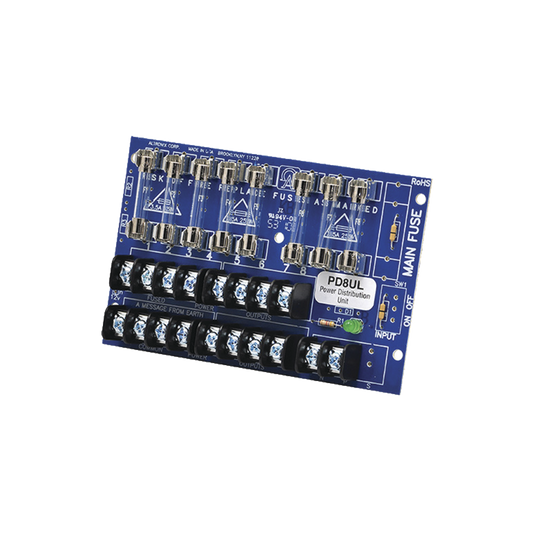 Tablero distribuidor de voltaje, 8 salidas con fusible de protecciÃ³n. Para uso con Fuentes de poder ALTRONIX.