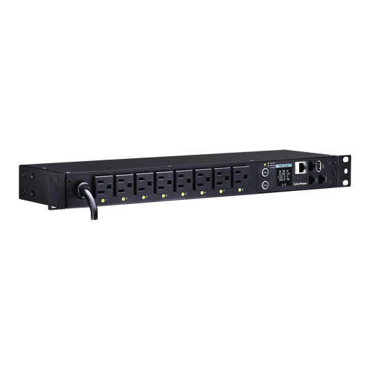 PDU Switchable por Toma, Para DistribuciÃ³n de EnergÃ­a, Entrada 120 Vca NEMA 5-15P, Con 8 Salidas NEMA 5-15R, Horizontal 19in, 1UR