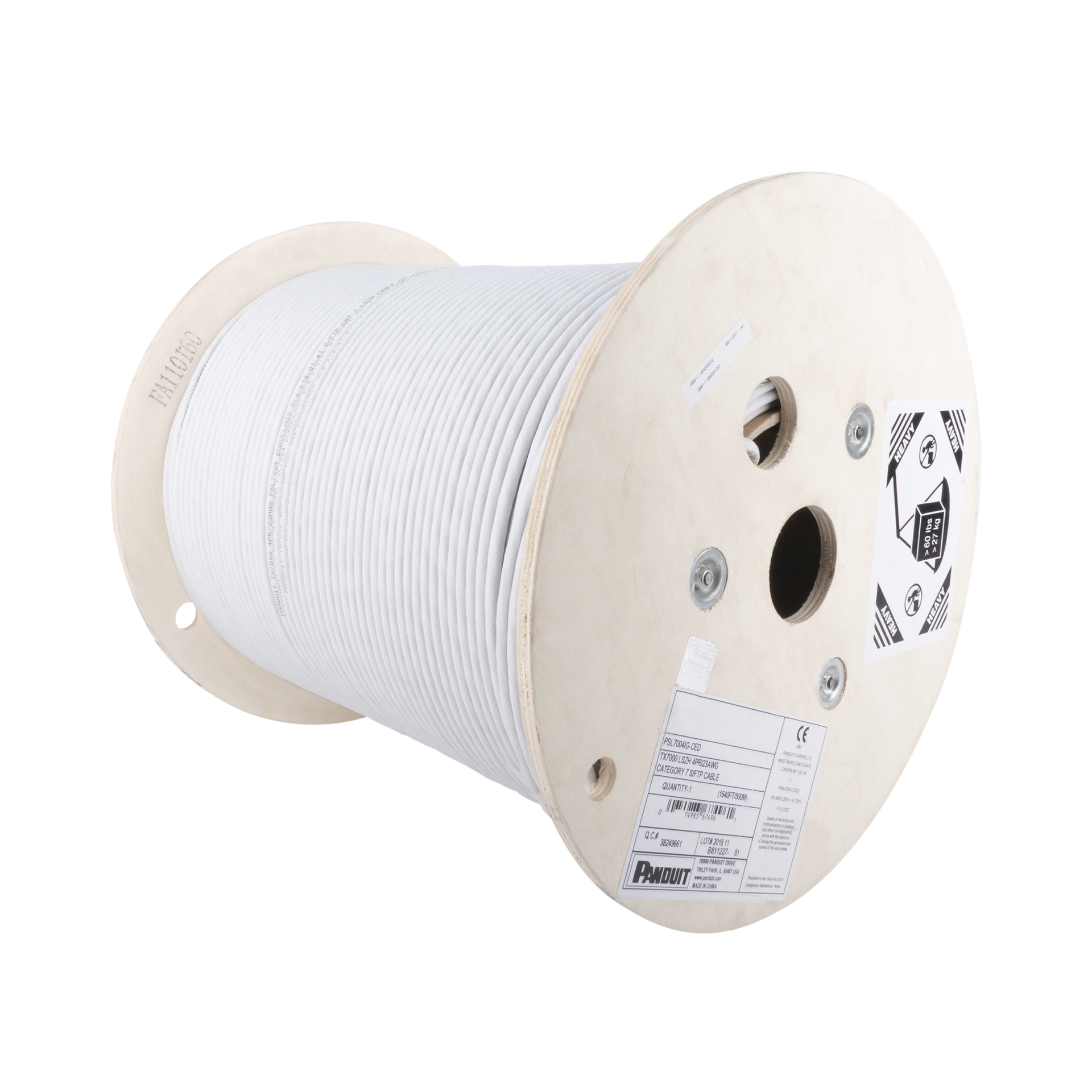 Bobina de Cable Blindado F/UTP de 4 Pares, Cat6A, Soporte de Aplicaciones 10GBase-T, LSZH (Libre de Gases TÃ³xicos), Color Blanco, 305m
