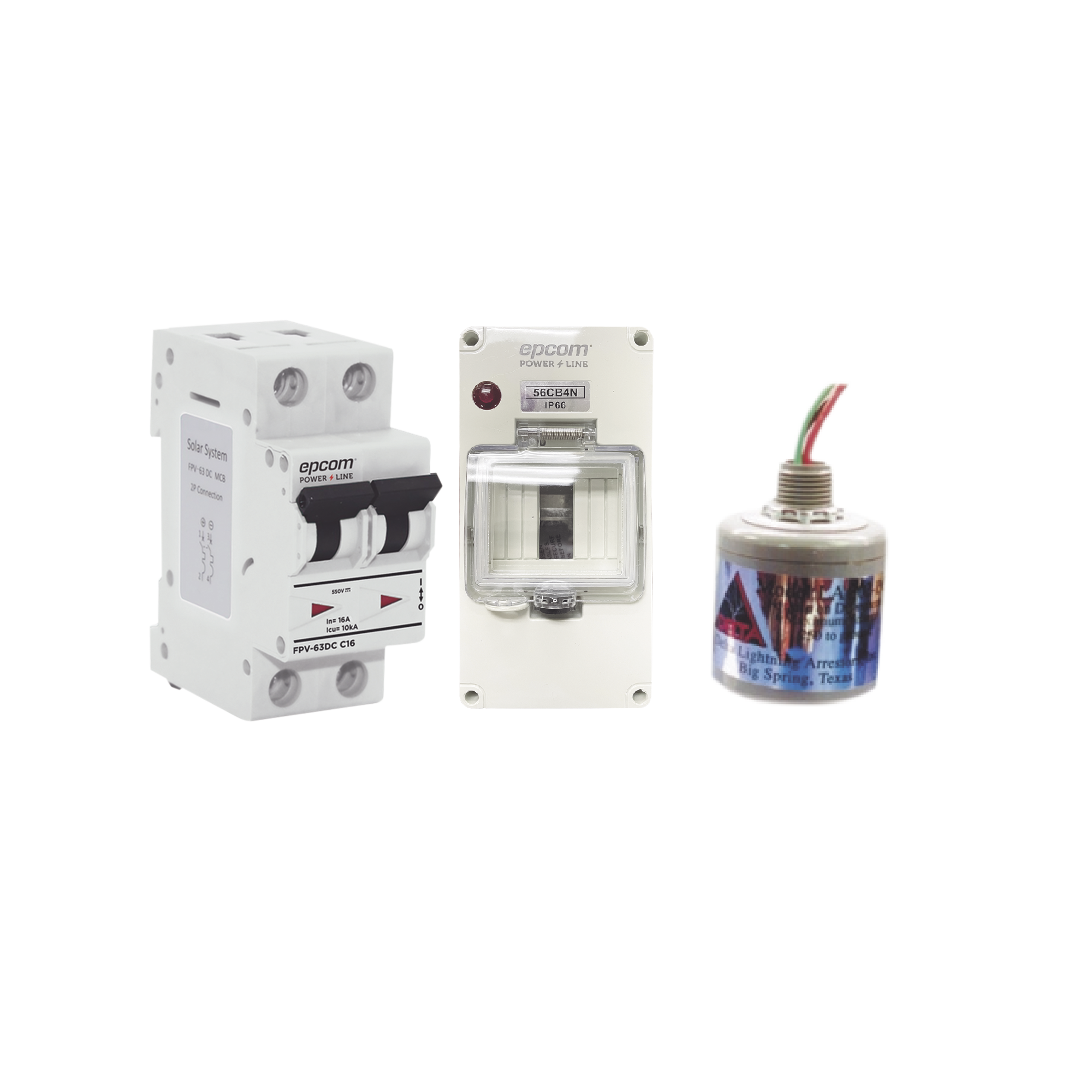 Kit de Centro de Carga Para Corriente Directa, Breaker de hasta 800 Vcc de 40 A con Supresor de Descargas AtmosfÃ©ricas.