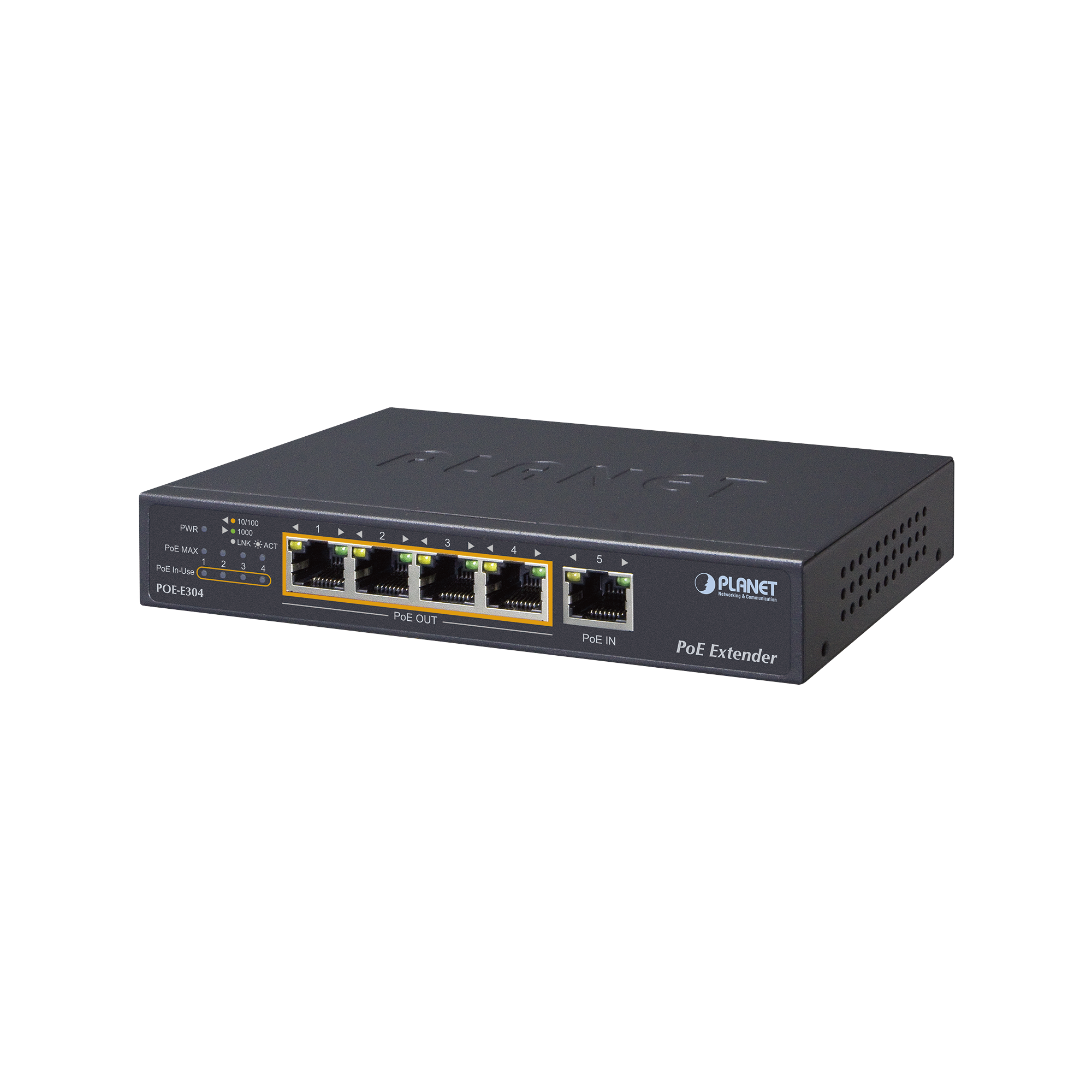 Extensor Ultra PoE de 65 Watts Con 4 Puertos Gigabit de Salida 802.3 af/at