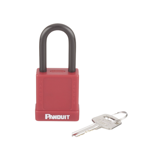 Candado de Bloqueo LOTO de Seguridad DielÃ©ctrico, Con Llave Ãnica, DiÃ¡metro de 6.5 mm, Color Rojo