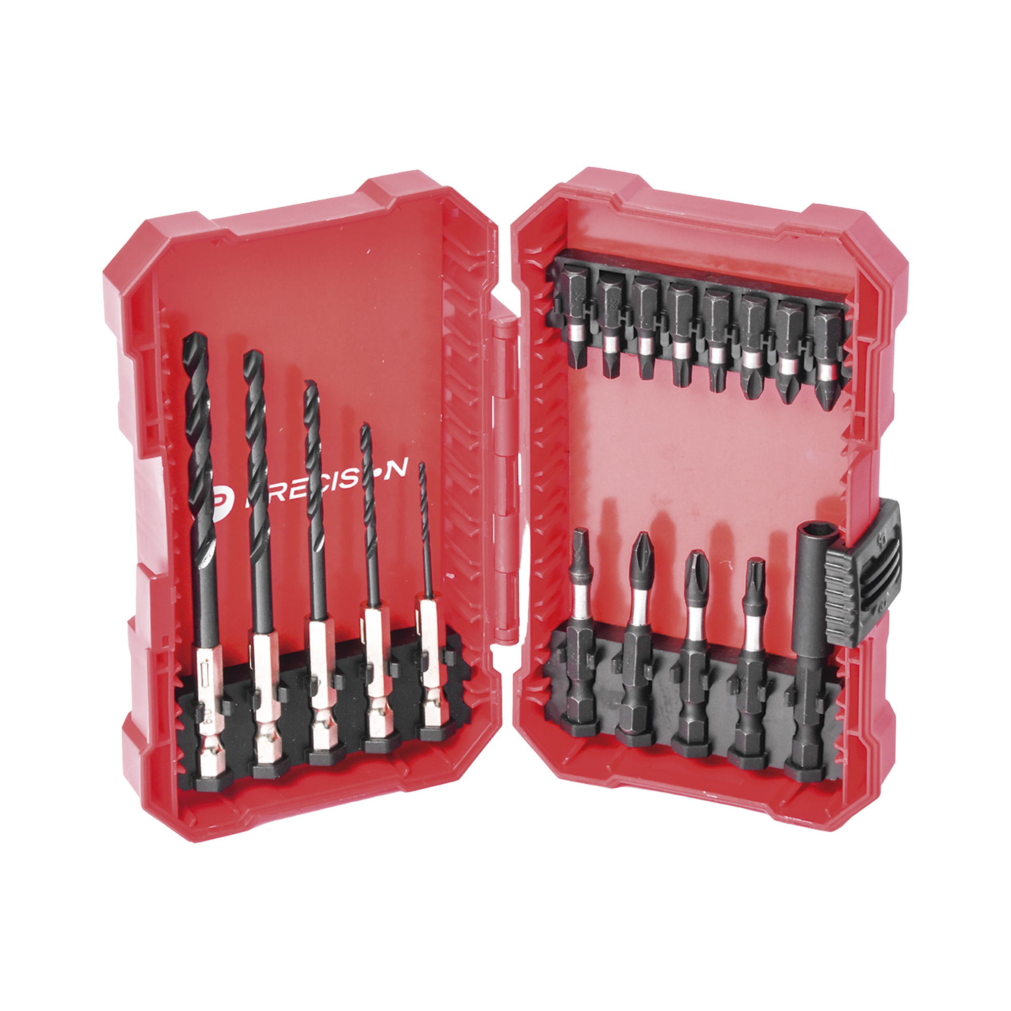 Juego de 18 Puntas y Brocas para Taladro, con Entrada Hexagonal de 1/4", Incluye Estuche.