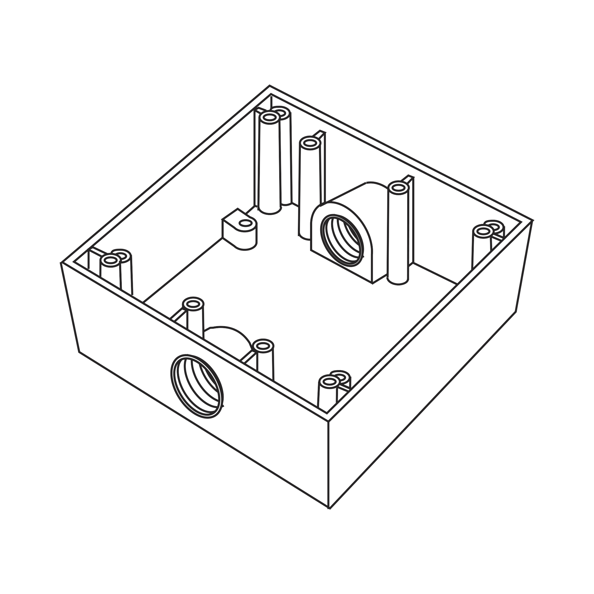 Caja Cuadra de 3/4" a Prueba de  Intemperie/ Cuenta con 2 salidas.