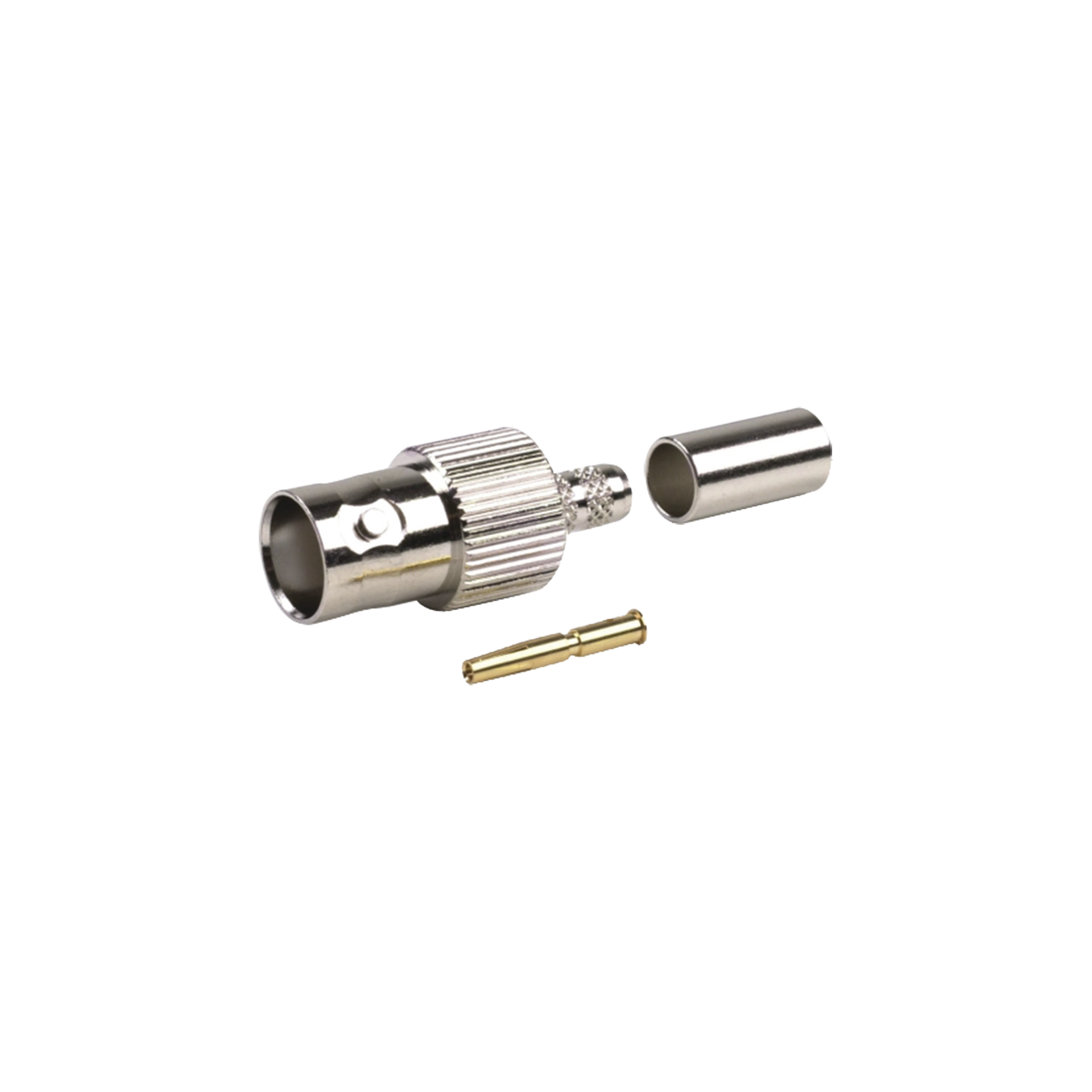Conector BNC Hembra de Anillo para Cables RG-8/X, LMR-240, 9258, NÃ­quel/ Oro/ Delrin.