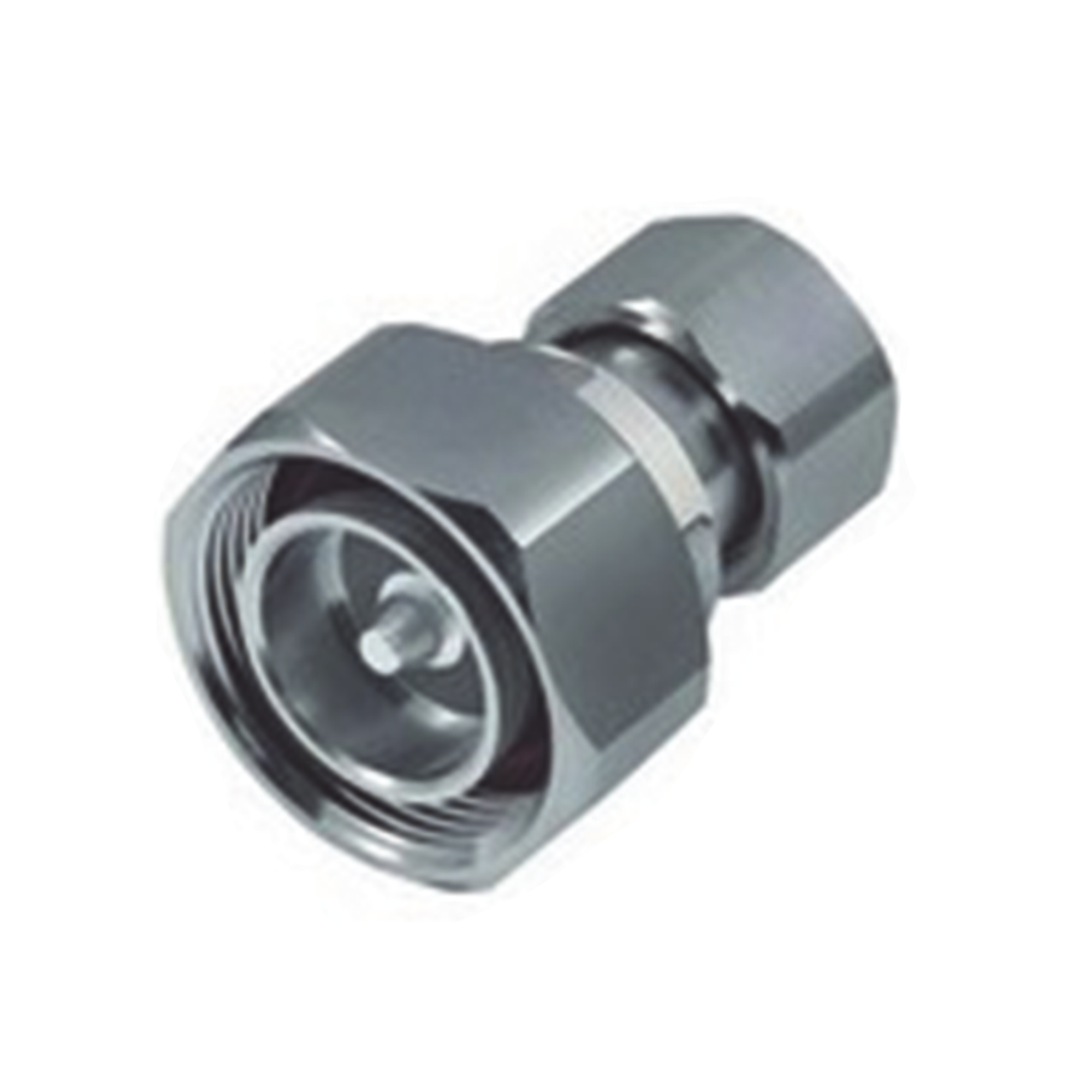 Adaptador en LÃ­nea de Conector DIN 7-16 Macho a 4.3-10 Macho, Bronce Blanco/ Plata/ TeflÃ³n.