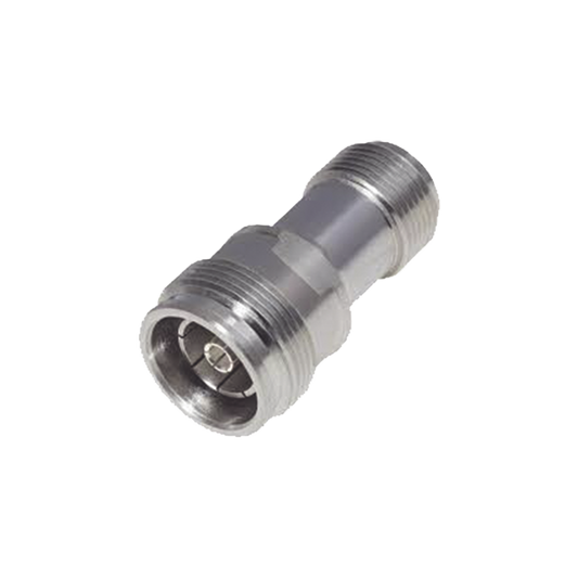 Adaptador en LÃ­nea de Conector 4.3-10 Hembra a N Hembra, Bronce Blanco/ Plata/ TeflÃ³n.