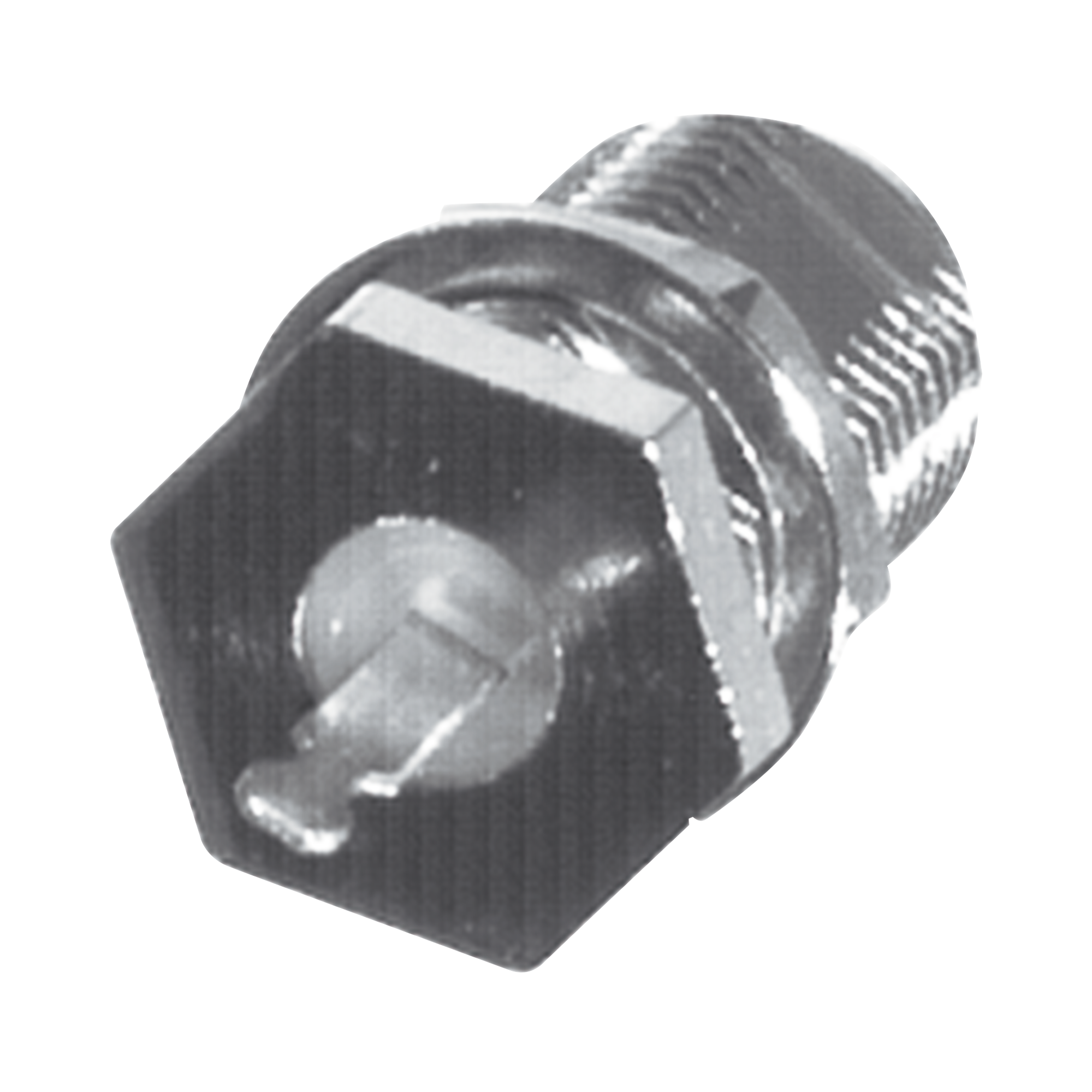 Conector F Hembra para Panel en Doble D-Plano, Borde Hexagonal, Terminal Soldable NÃ­quel/ EstaÃ±o/ Polipropileno.