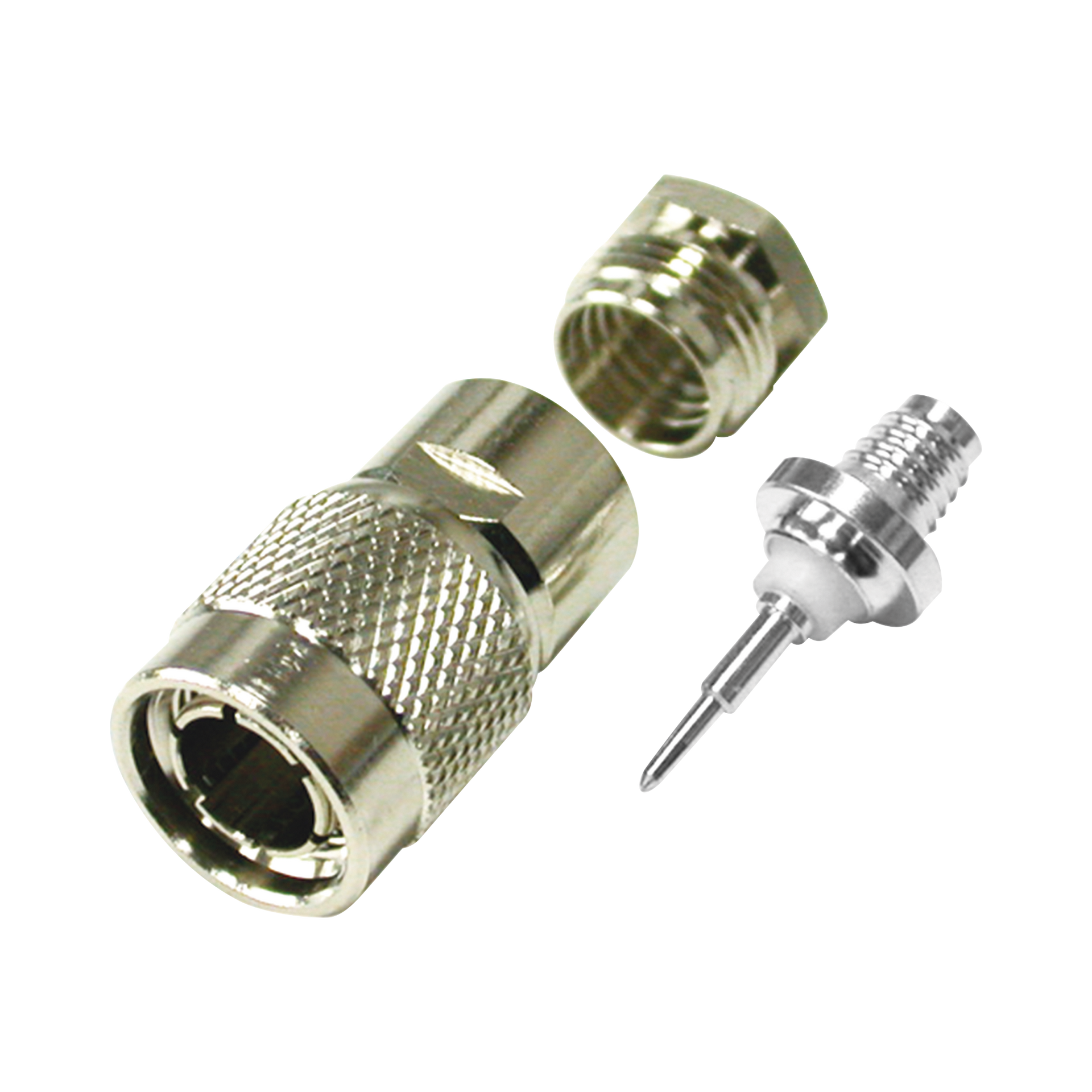 Conector TNC Macho de Rosca para Cable RG-59/U, Grupo D, NÃ­quel/ Plata/ TeflÃ³n.
