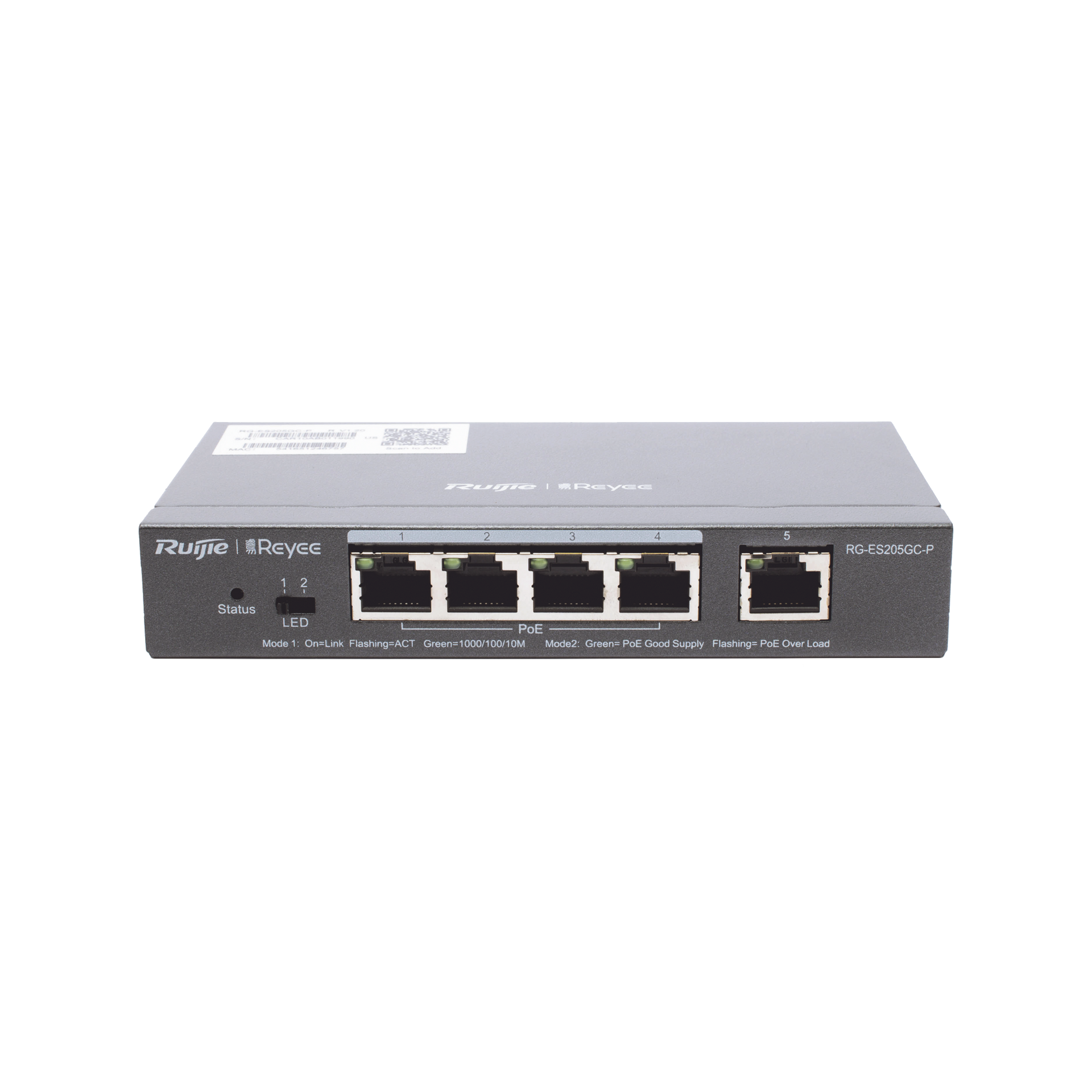 Switch Administrable PoE con 5 puertos Gigabit, 4 PoE 802.3af/at, gestiÃ³n gratuita desde la nube, 54w