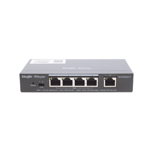 Switch Administrable PoE con 5 puertos Gigabit, 4 PoE 802.3af/at, gestiÃ³n gratuita desde la nube, 54w