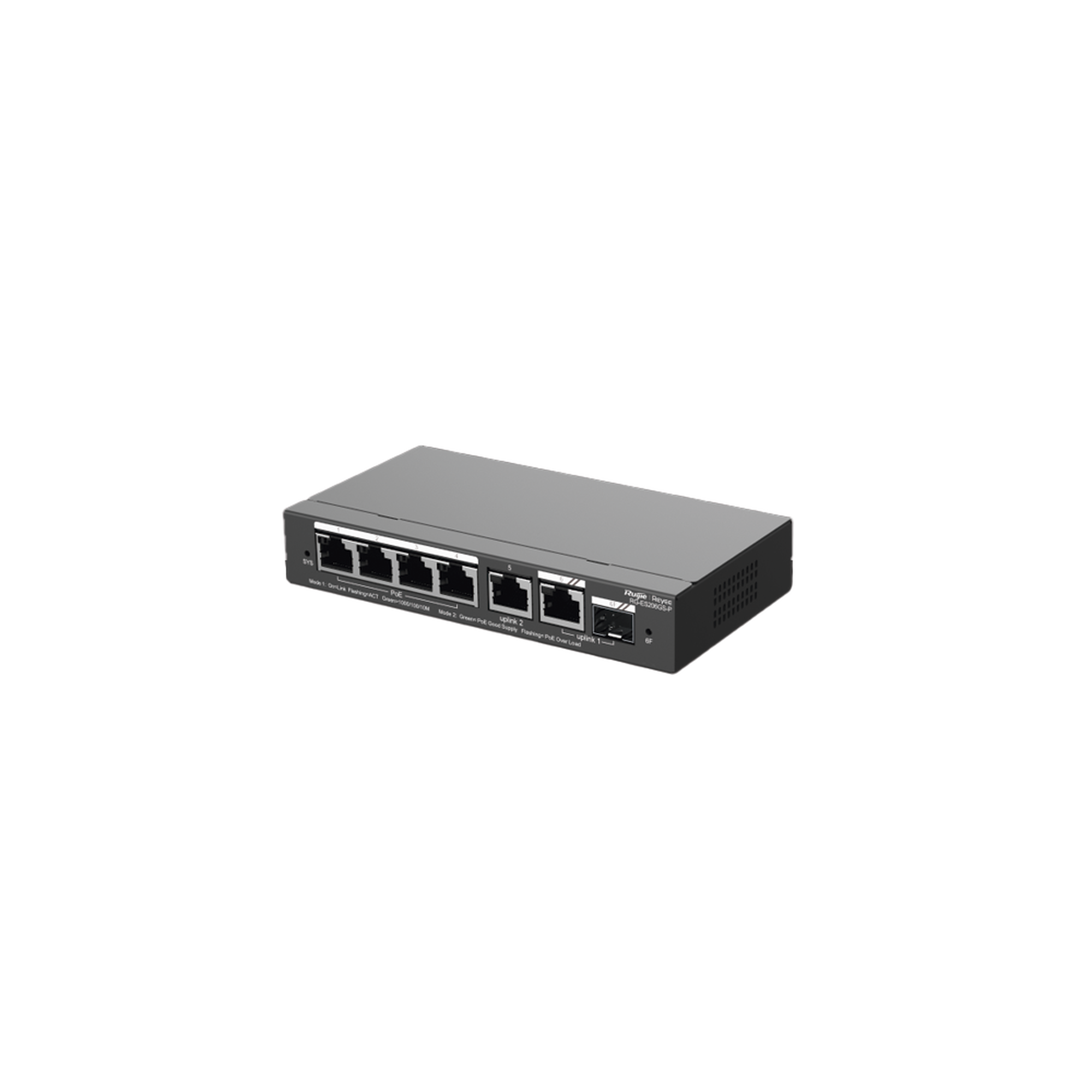 Switch Administrable con 4 puertos Gigabit PoE, 2 Uplink Gigabit y 1 Uplink Gigabit para Fibra SFP en combo, gestiÃ³n gratuita desde la nube