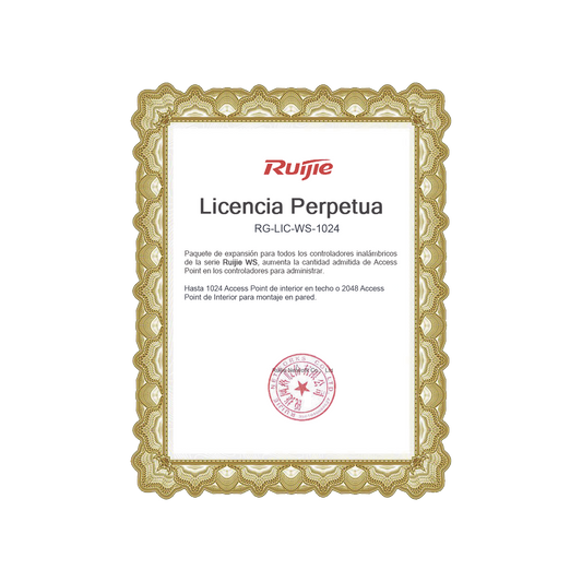 Paquete de expansiÃ³n para controladores inalÃ¡mbricos serie Ruijie WS hasta 1024 APs interior en techo o 2048 APs interior montaje en pared.