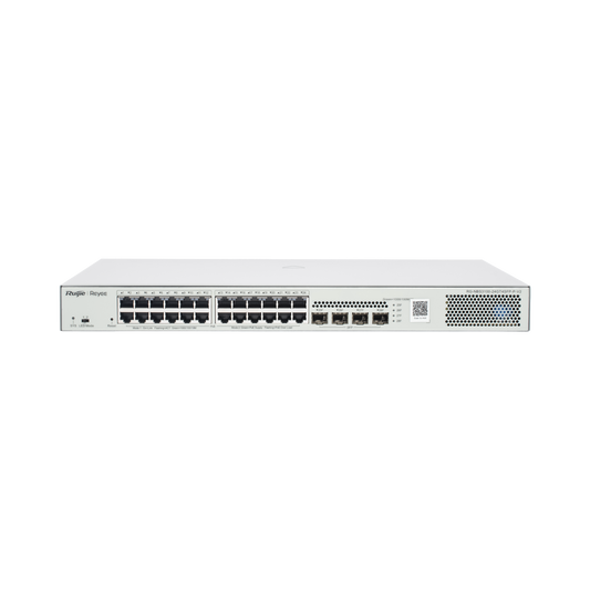 Switch Administrable L2 PoE+ hasta 370W, 24 Puertos Eth 1G, 4 puertos SFP 1G, AdministraciÃ³n Remota en la Nube.