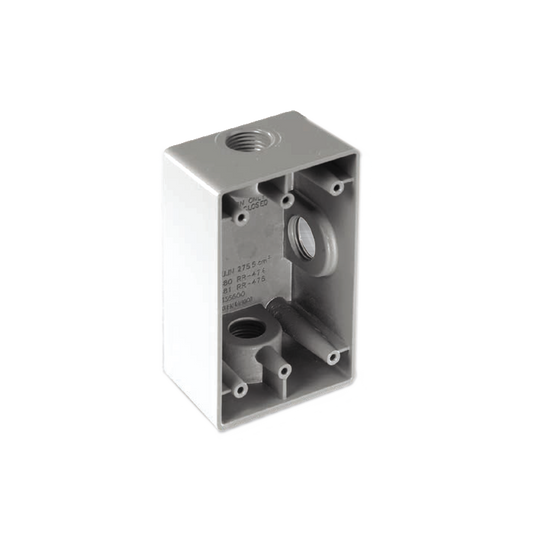 Caja Rectangular de 3/4"/ 3 Bocas/ Con Recubrimiento  exterior de PVC e interior Purpura.
