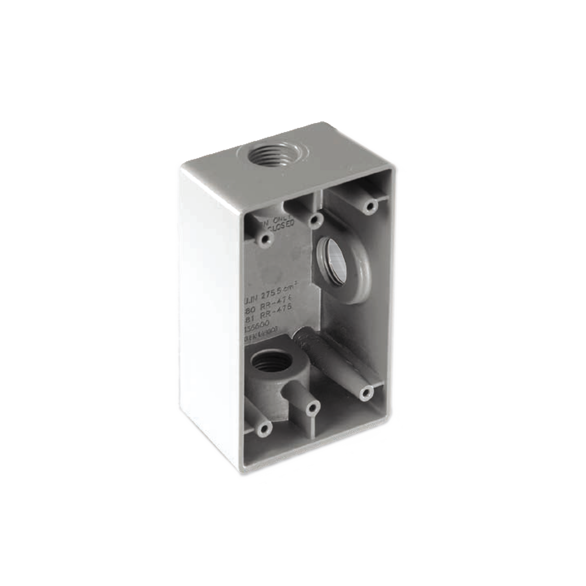 Caja Rectangular de 1"/ 3 Bocas/ Con Recubrimiento  exterior de PVC e interior Purpura.