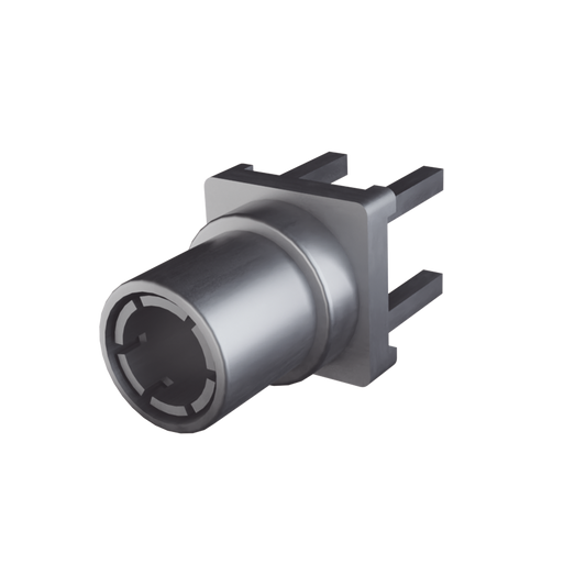 Conector Mini SMB Macho (PIN Hembra) Montaje Vertical para PCB, 75 Ohm, Oro/ Oro/ TeflÃ³n.