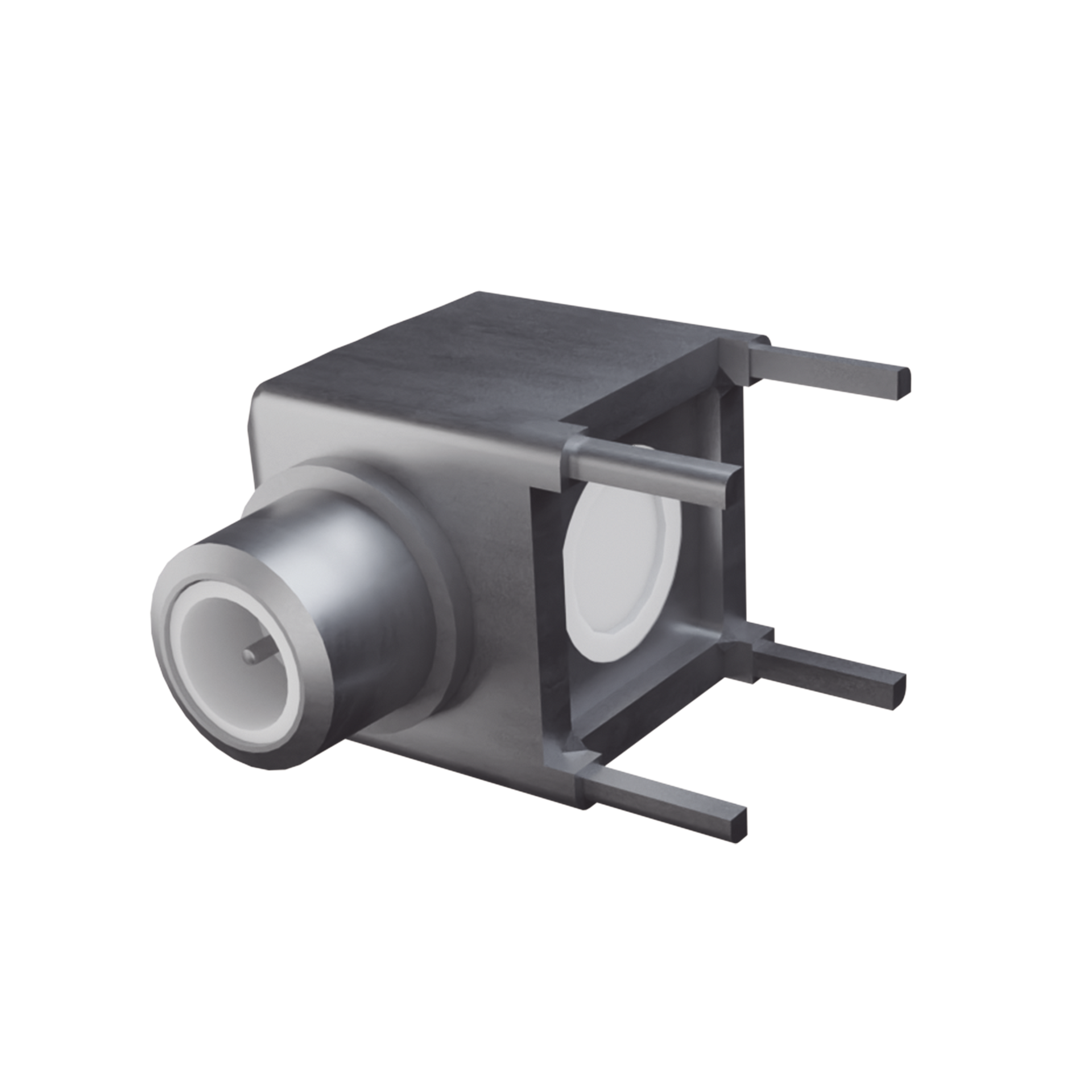 Conector SMB Hembra (PIN Macho)  en Ãngulo Recto de Montaje para PCB, 75 Ohm, Oro/ Oro/ TeflÃ³n.