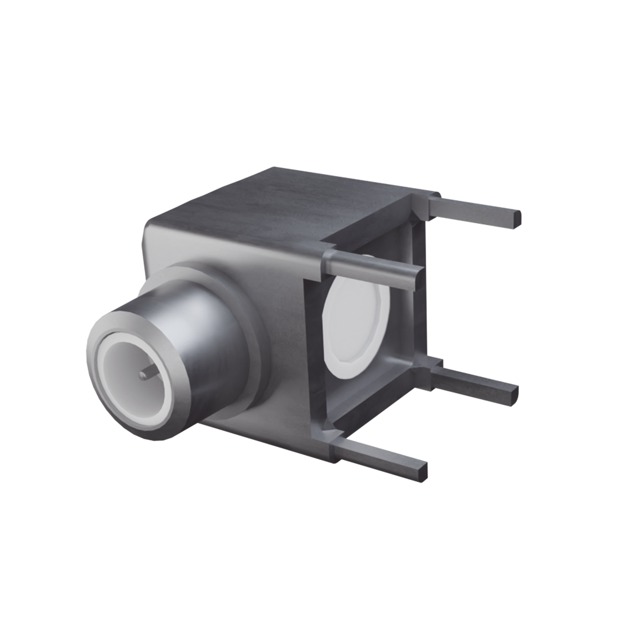 Conector SMB Hembra (PIN Macho)  en Ãngulo Recto de Montaje para PCB, 75 Ohm, Oro/ Oro/ TeflÃ³n.