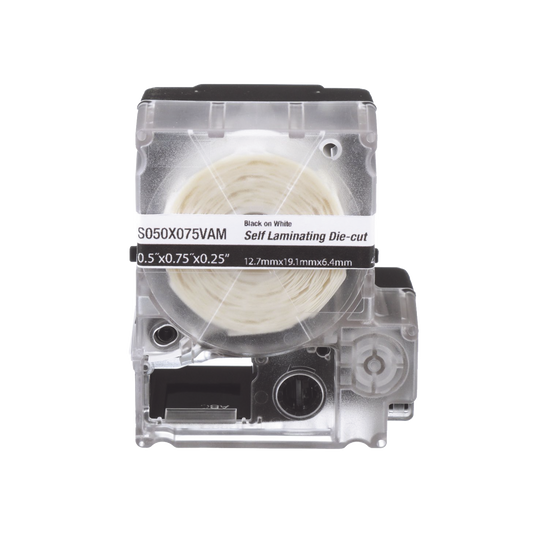 Casete de 200 Etiquetas Autolaminadas de 12.7 x 31.8 mm, para Cables de 3.1 a 7 mm de DiÃ¡metro, Ãrea de ImpresiÃ³n Color Blanco