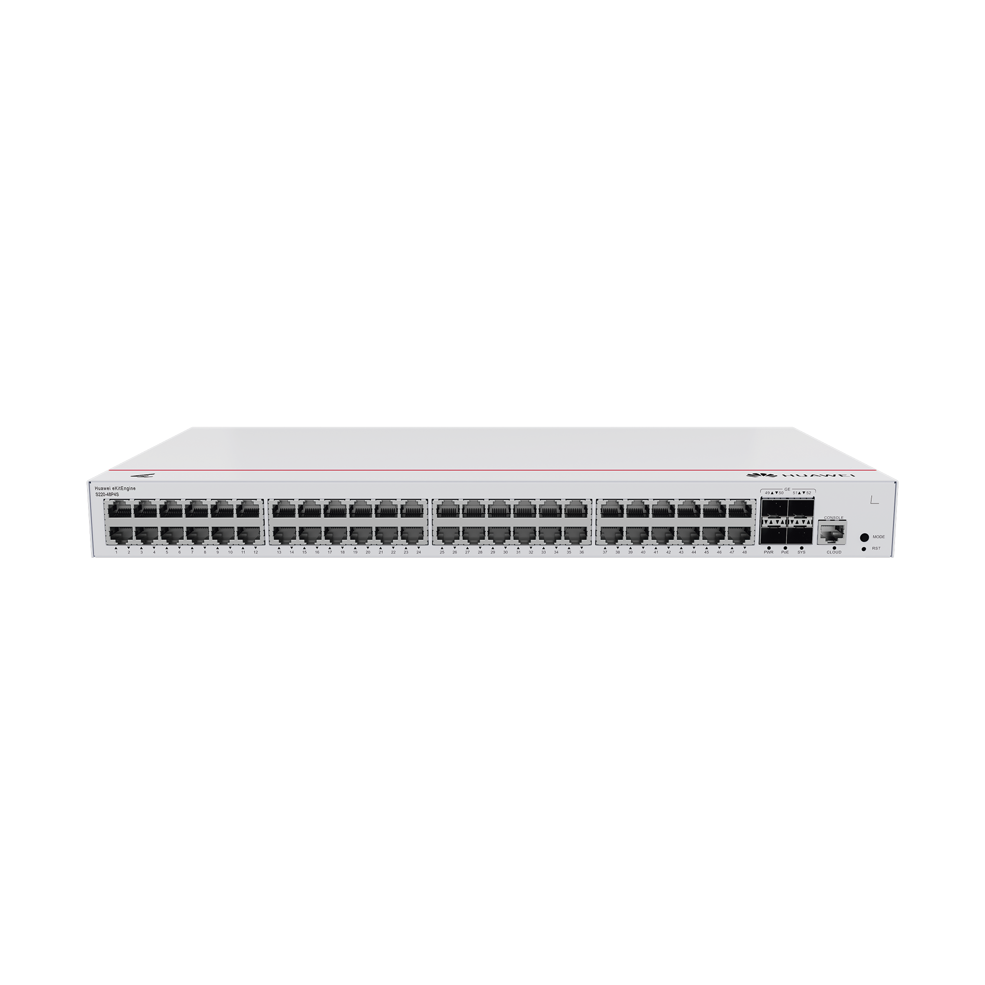 Switch de Acceso Gigabit Administrable PoE Capa 2 / 48 puertos 10/100/1000 Mbps (PoE) / 4 Puertos 1GE SFP Uplink / ERPS / IMGP Snooping / DHCP Snooping / PoE Perpetuo / 380W / AdministraciÃ³n Nube Gratis