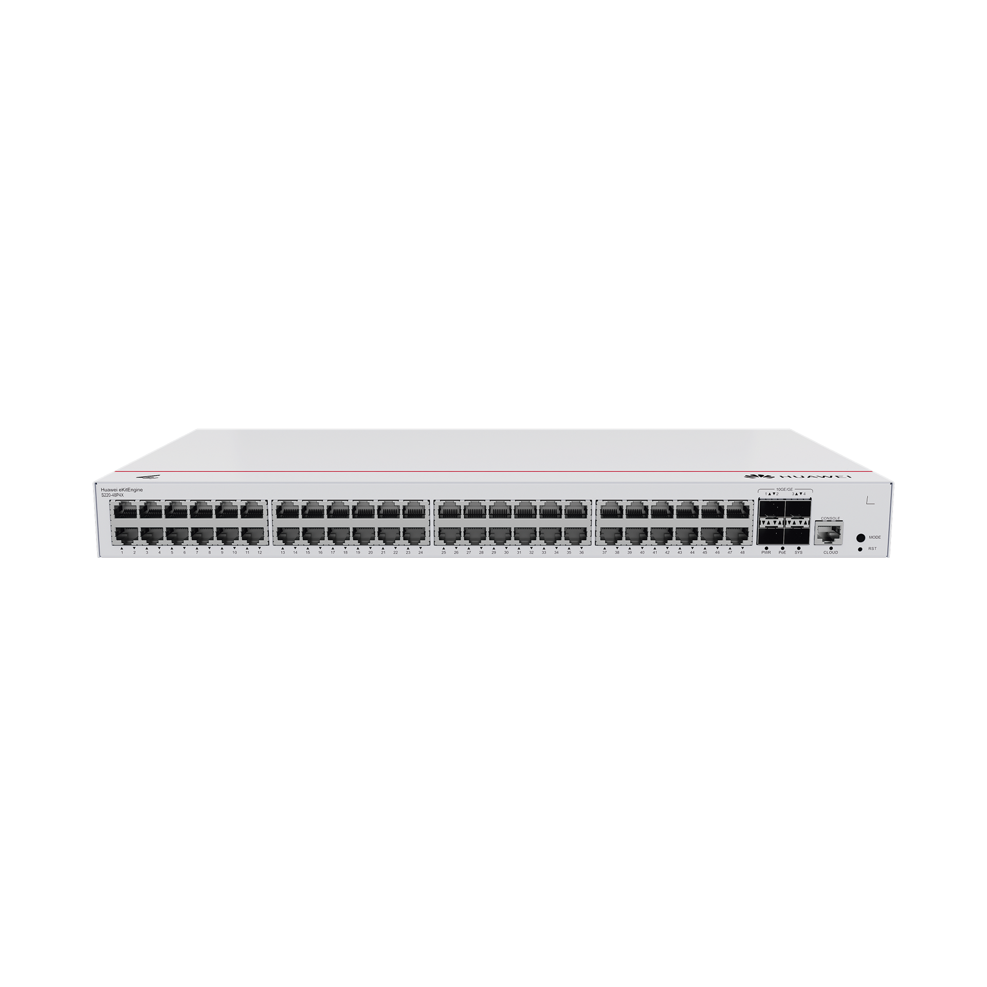 Switch de Acceso Gigabit Administrable PoE Capa 2 / 48 puertos 10/100/1000 Mbps (PoE) / 4 Puertos 10GE SFP+ Uplink / ERPS / IMGP Snooping / DHCP Snooping / PoE Perpetuo / 380W / AdministraciÃ³n Nube Gratis