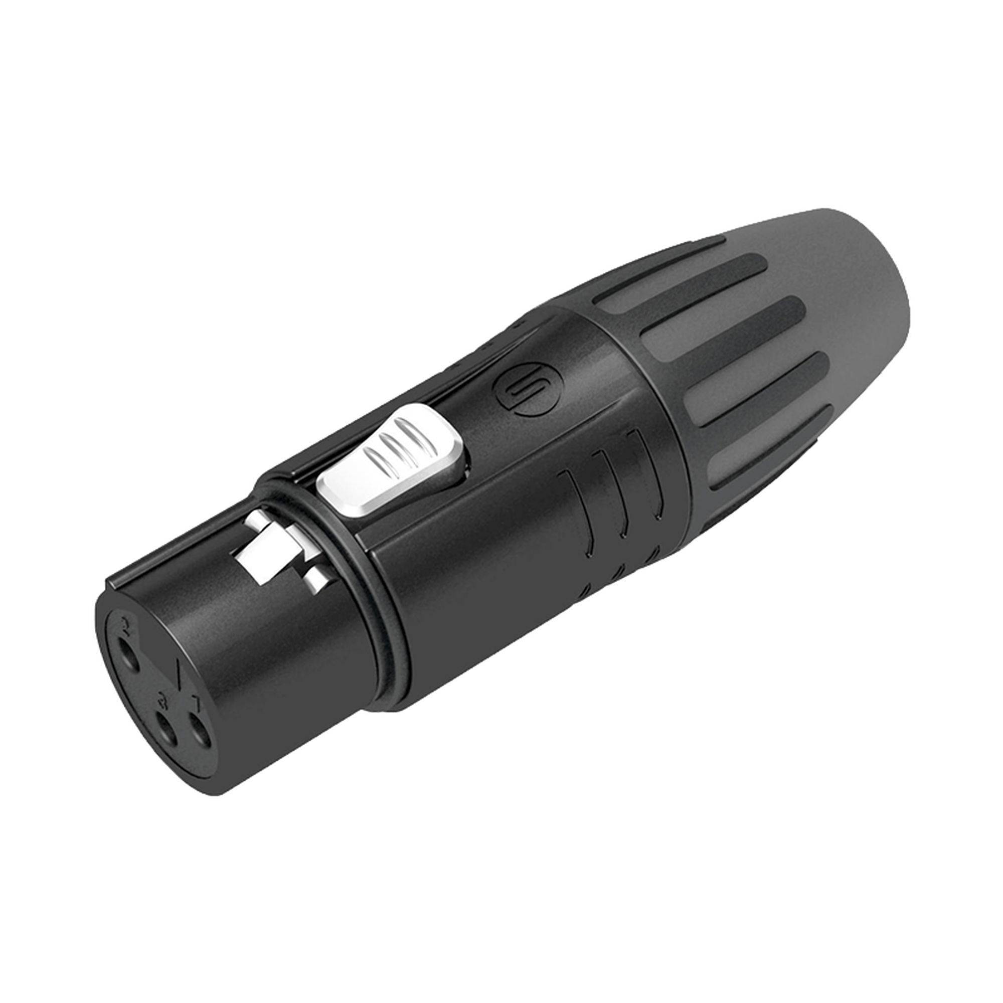 Conector XLR hembra | Carcasa Enchapada en Negro | Contactos Enchapados en Plata |