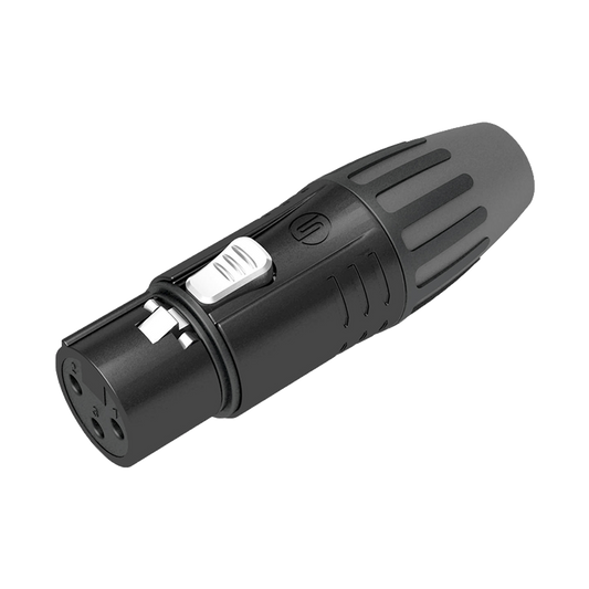 Conector XLR hembra | Carcasa Enchapada en Negro | Contactos Enchapados en Plata |