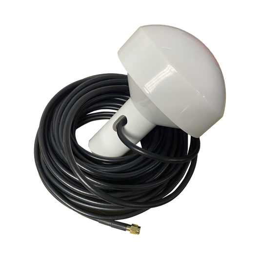 Antena marina de GPS con conector SMA- Macho en frecuencia 1575.42 MHz de 28 dBi. Incluye soporte rotativo