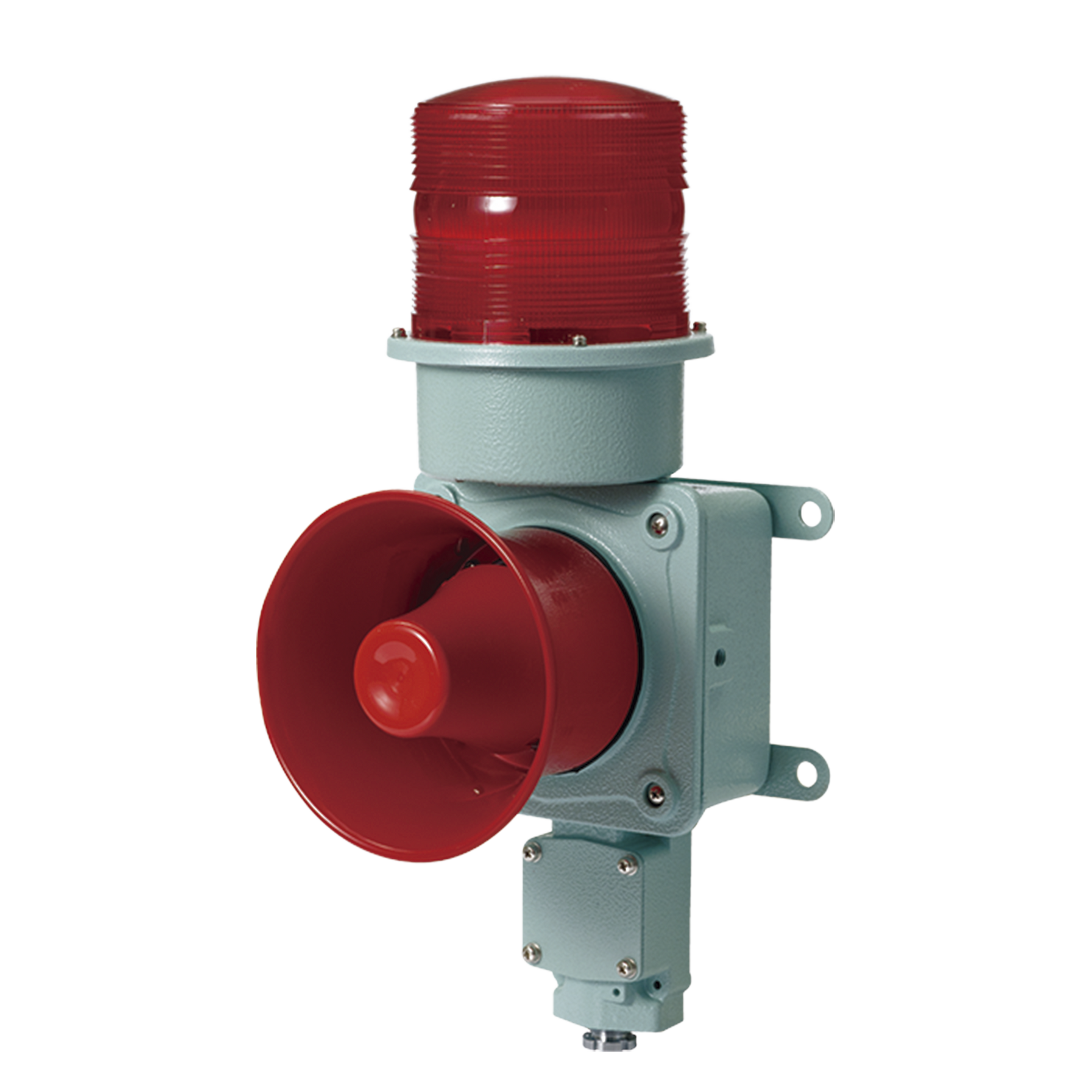 CombinaciÃ³n de baliza LED color roja con sirena electrÃ³nica para aplicaciones de la industria pesada  mÃ¡x.120 dB a 24 VCD