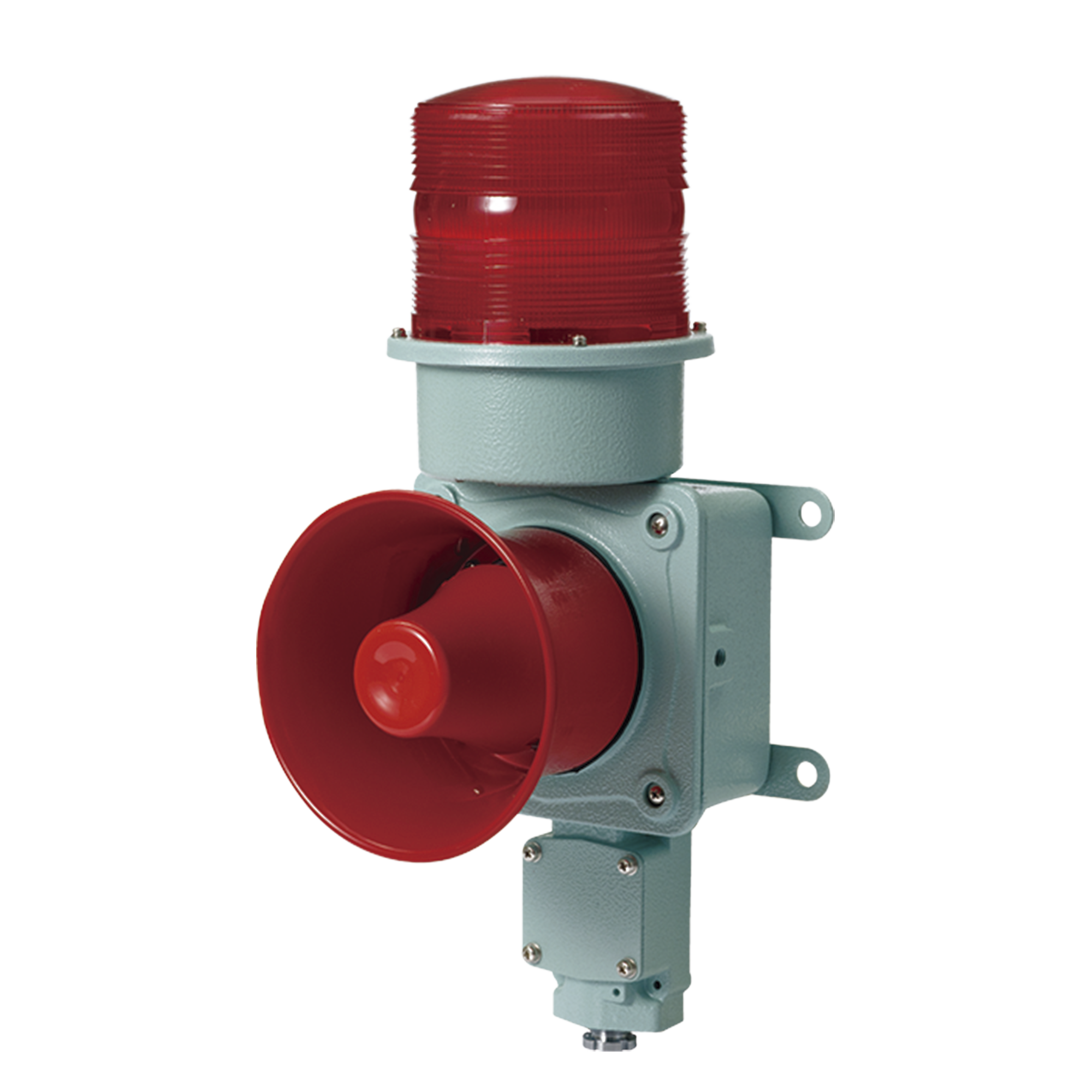 CombinaciÃ³n de baliza LED color roja con sirena electrÃ³nica para aplicaciones de la industria pesada  mÃ¡x.120 dB a 24 VCD