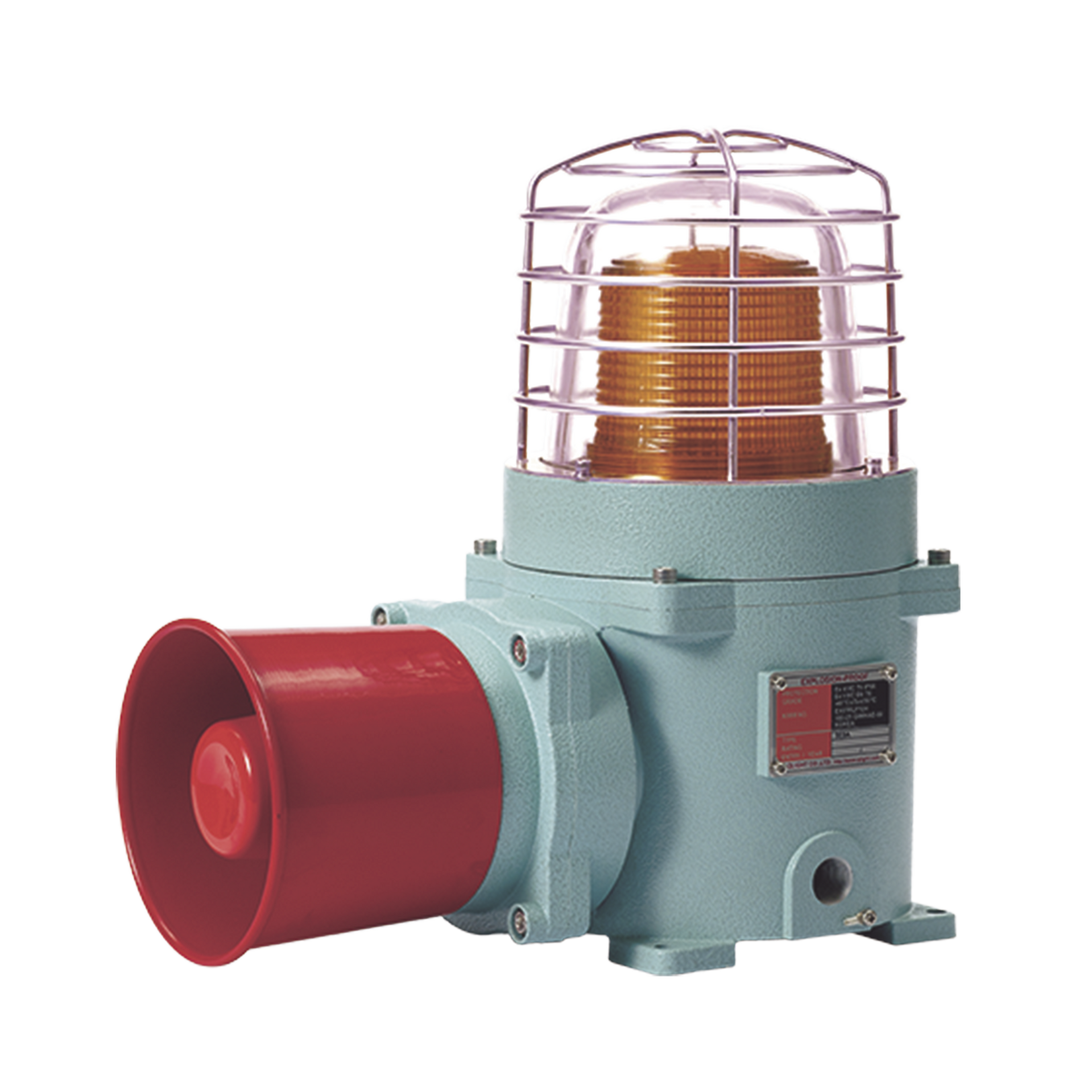 CombinaciÃ³n de baliza LED color Ãmbar con patrÃ³n fijo y flasheante con sirena electrÃ³nica, mÃ¡x. 118 dB para zonas peligrosas a 24 VCD