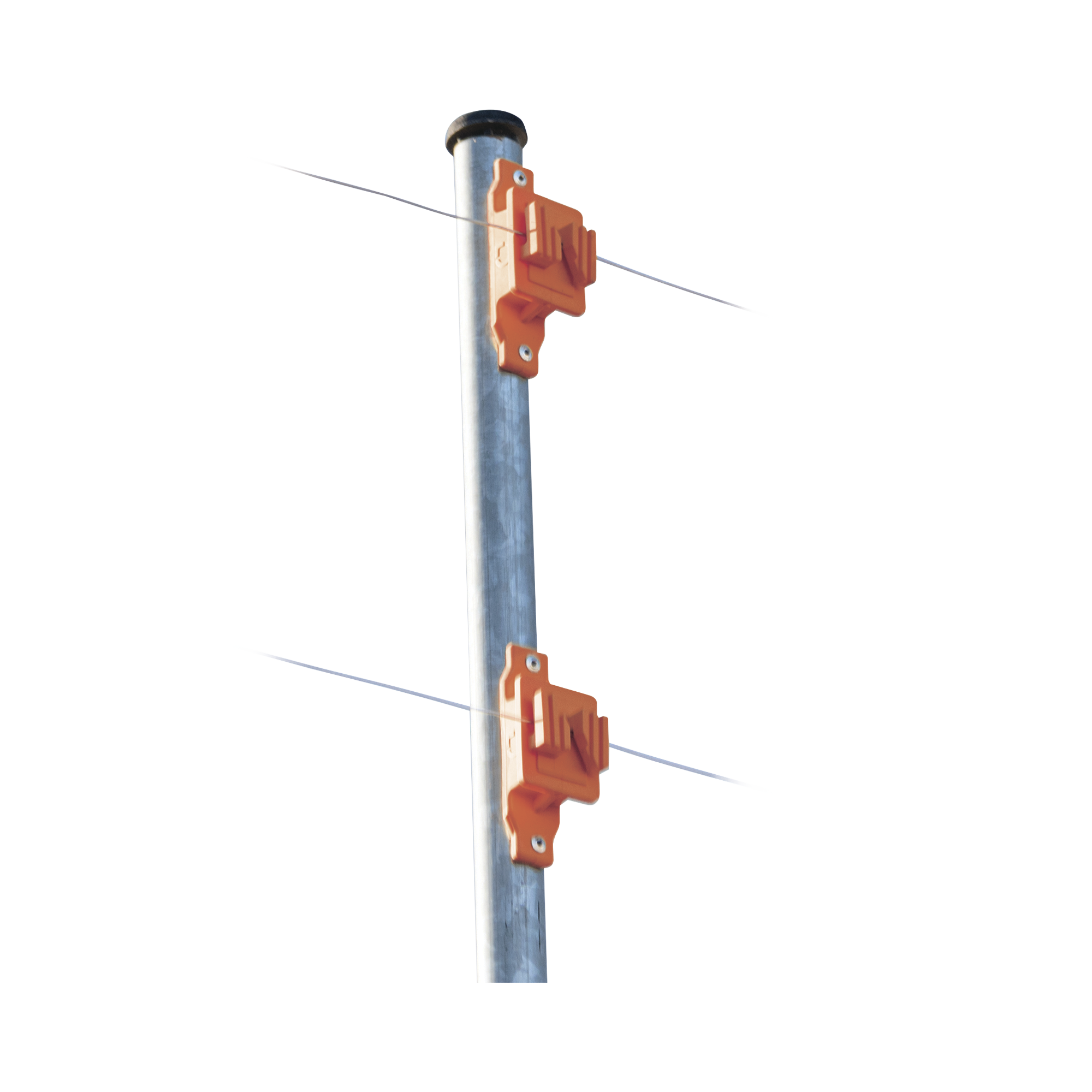 Aislador de Paso color Naranja reforzado para cercos elÃ©ctricos, resistente al clima extremoso