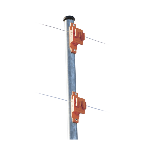Aislador de Paso color Naranja reforzado para cercos elÃ©ctricos, resistente al clima extremoso