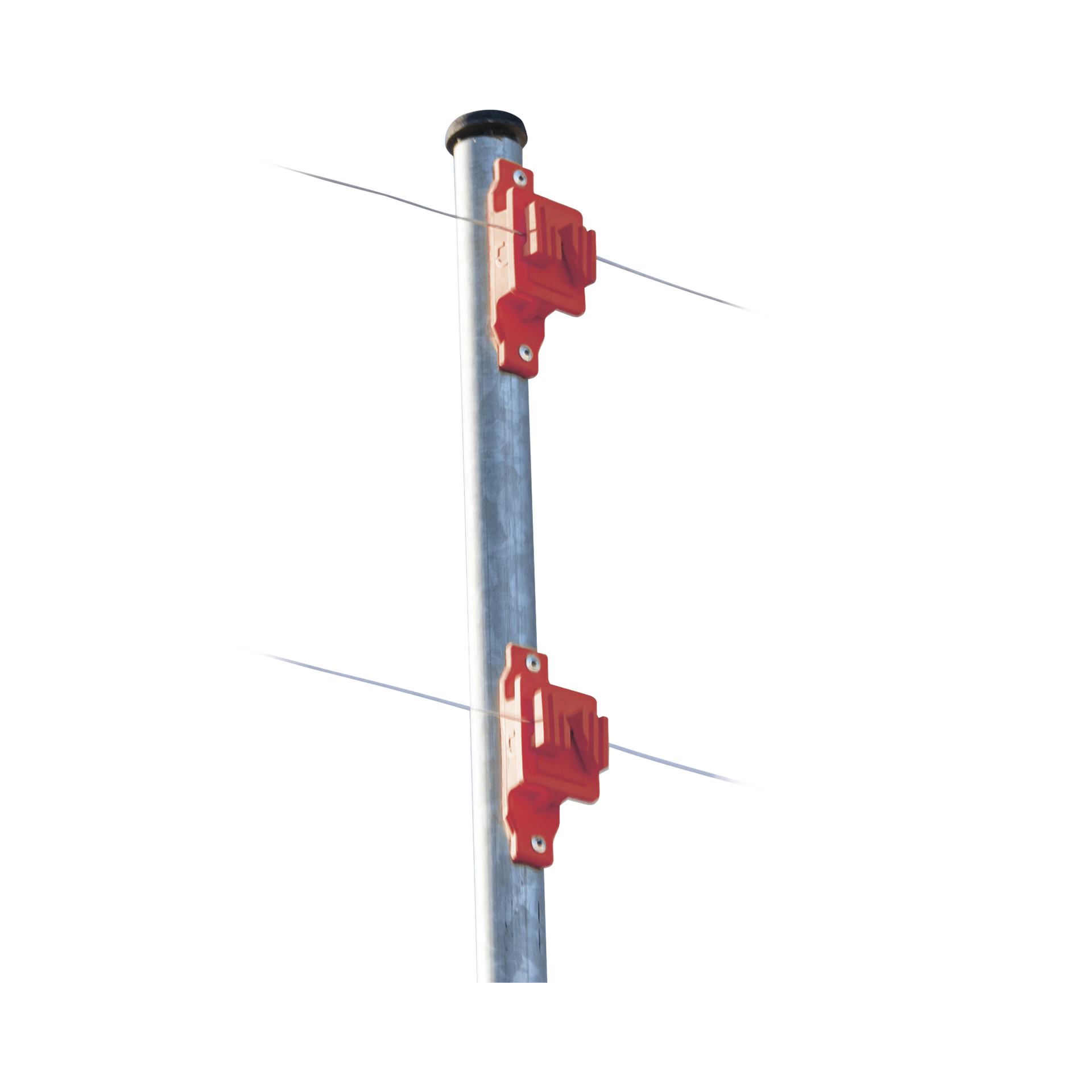 Aislador de Paso color Rojo reforzado para cercos elÃ©ctricos, resistente al clima extremoso