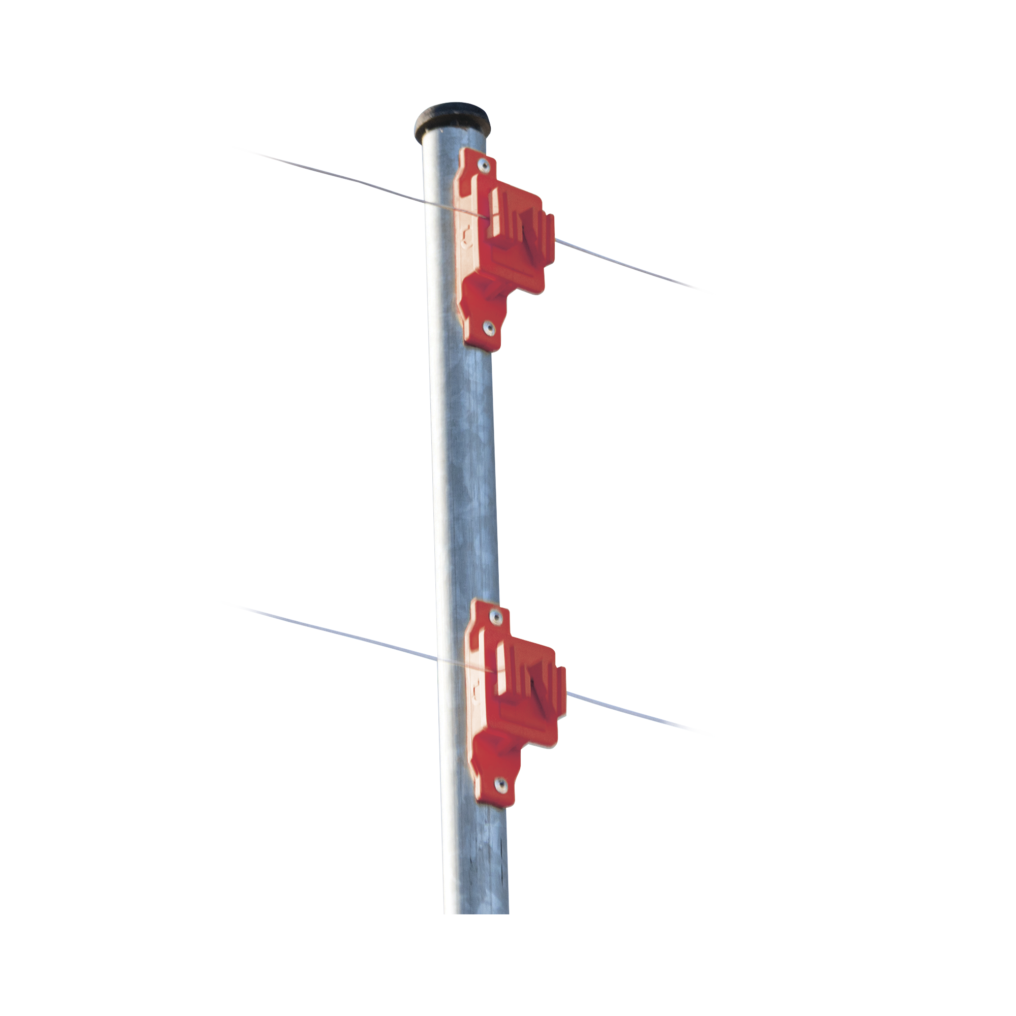 Aislador de Paso color Rojo reforzado para cercos elÃ©ctricos, resistente al clima extremoso