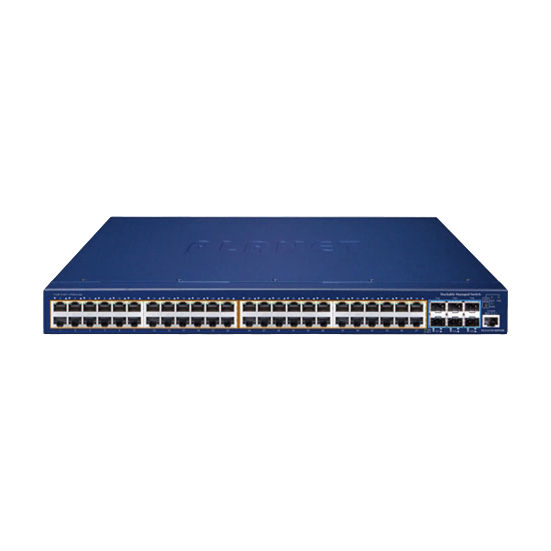 Switch Administrable Stacking Capa 3, 48 Puertos PoE Gigabit 802.3at, 6 Puertos SFP de 10 G, Incluye Fuente Redundante de 55 V cc
