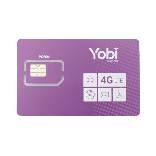 SIM Yobi para dispositivos mÃ³viles 3G/4G con recarga de 10GB cada mes durante 1 aÃ±o de servicio (solo datos)