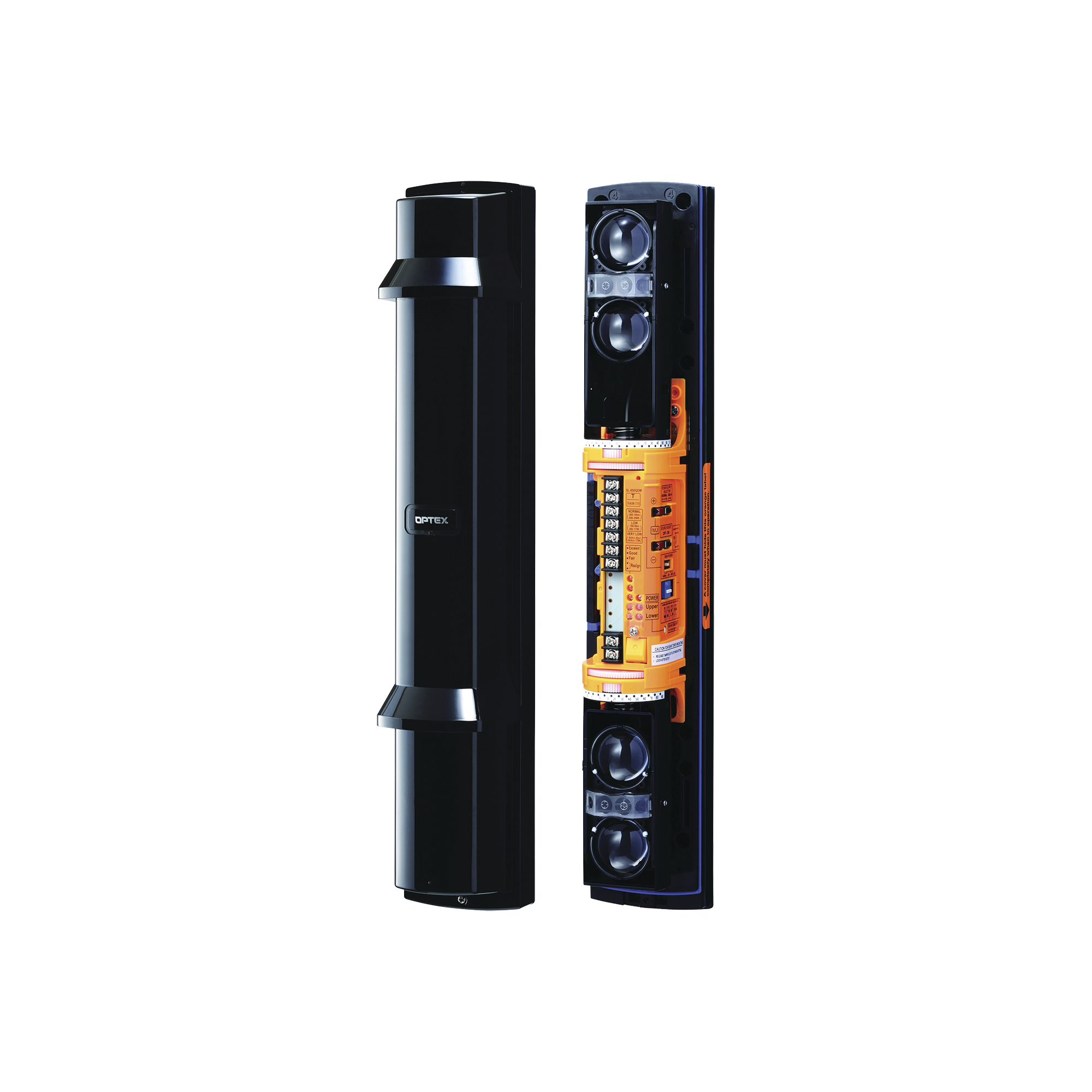 Barrera fotoelectrica de 100 metros 4 rayos  4 canales  doble modulaciÃ³n y control de potencia del rayo