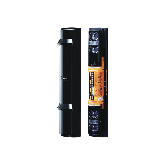 Barrera fotoelectrica de 100 metros 4 rayos  4 canales  doble modulaciÃ³n y control de potencia del rayo