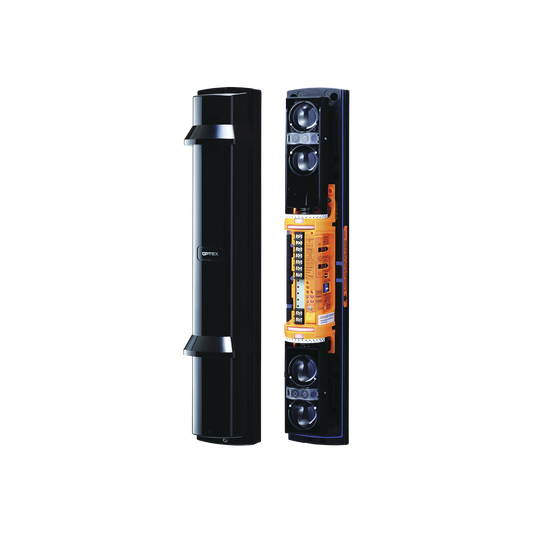 Barrera fotoelectrica de 200 metros 4 rayos  4 canales  doble modulaciÃ³n y control de potencia del rayo